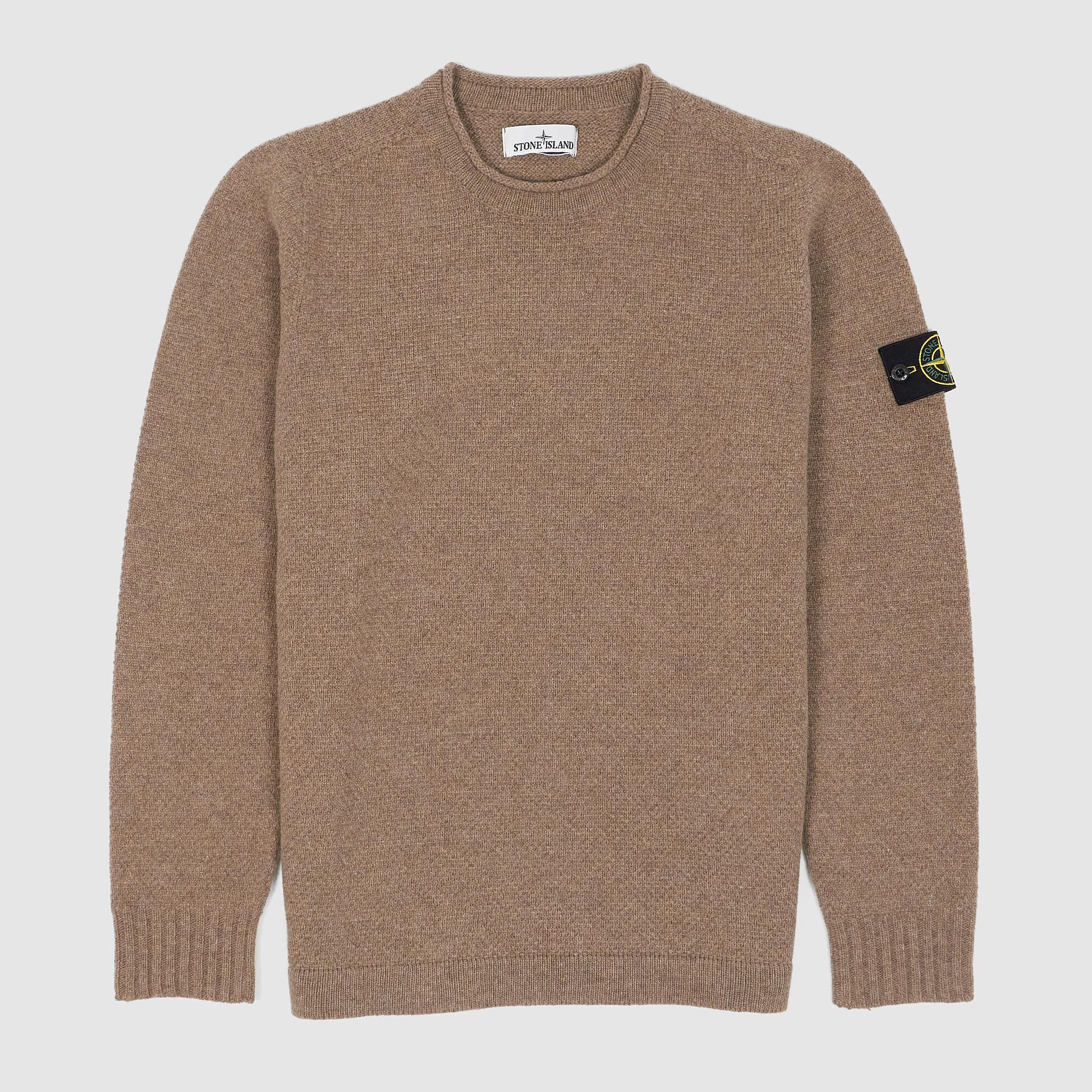Knitted Rolled Crew Neck Basket Knitted Jumper