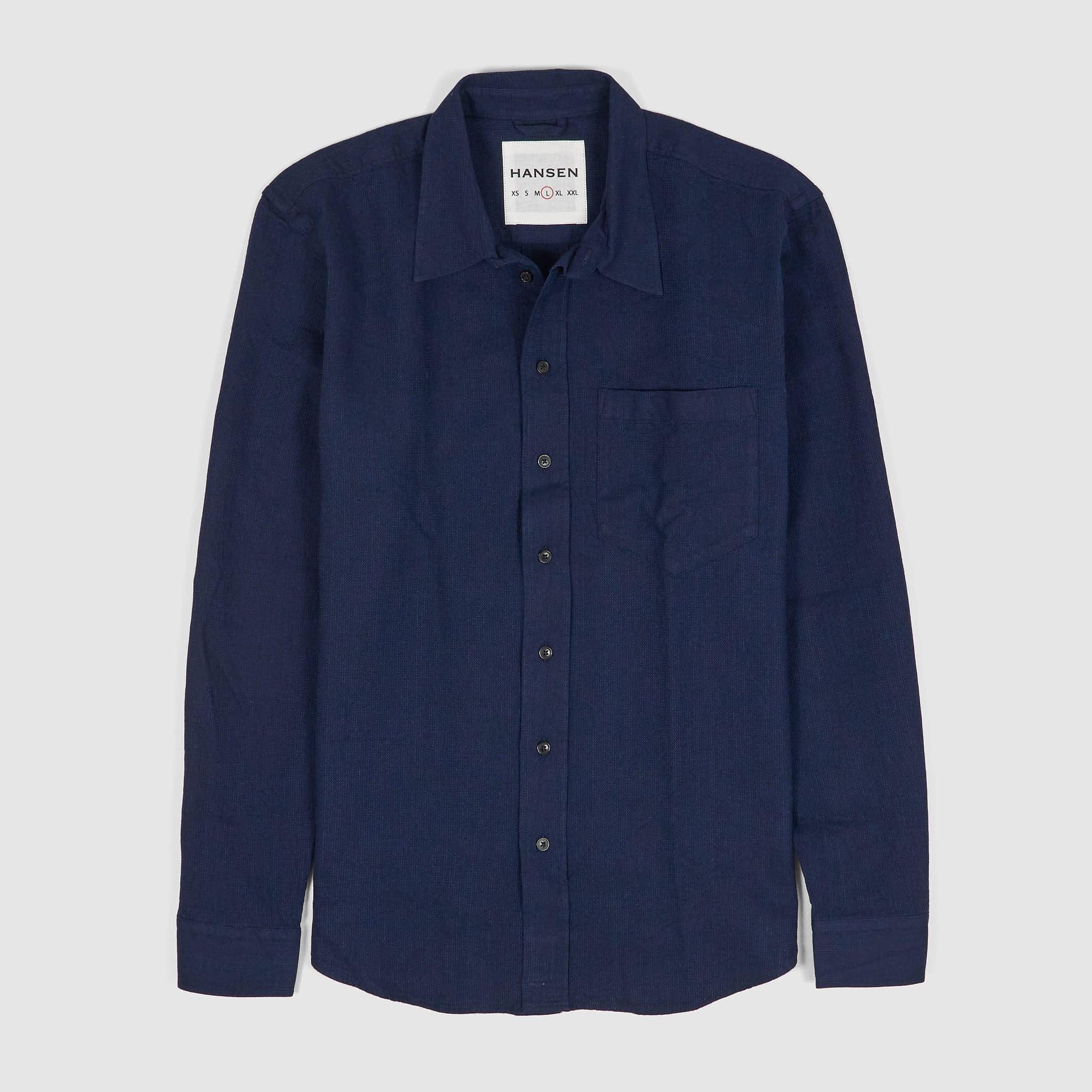 Relaxed Classic Medium Weight Indigo Dyed Cotton Shirt