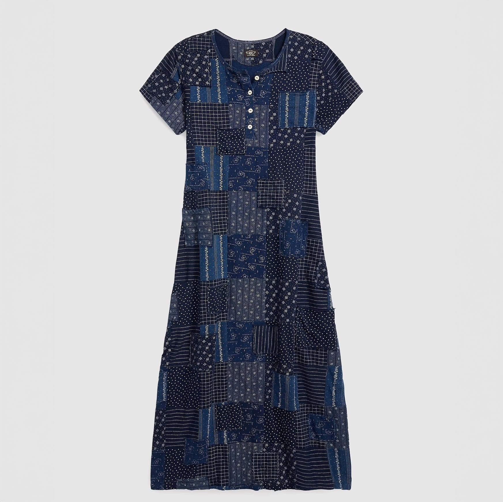 Ladies Idigo Dyed Patchwork Dress