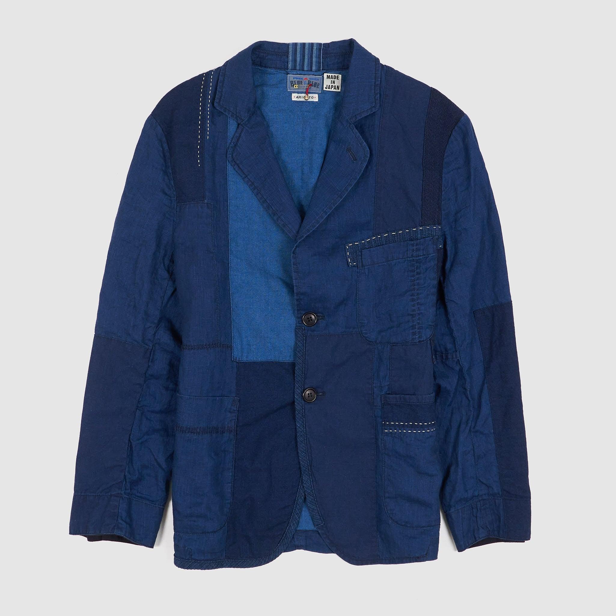 Linen Nenrin 2-Button Patchwork Blazer Jacket
