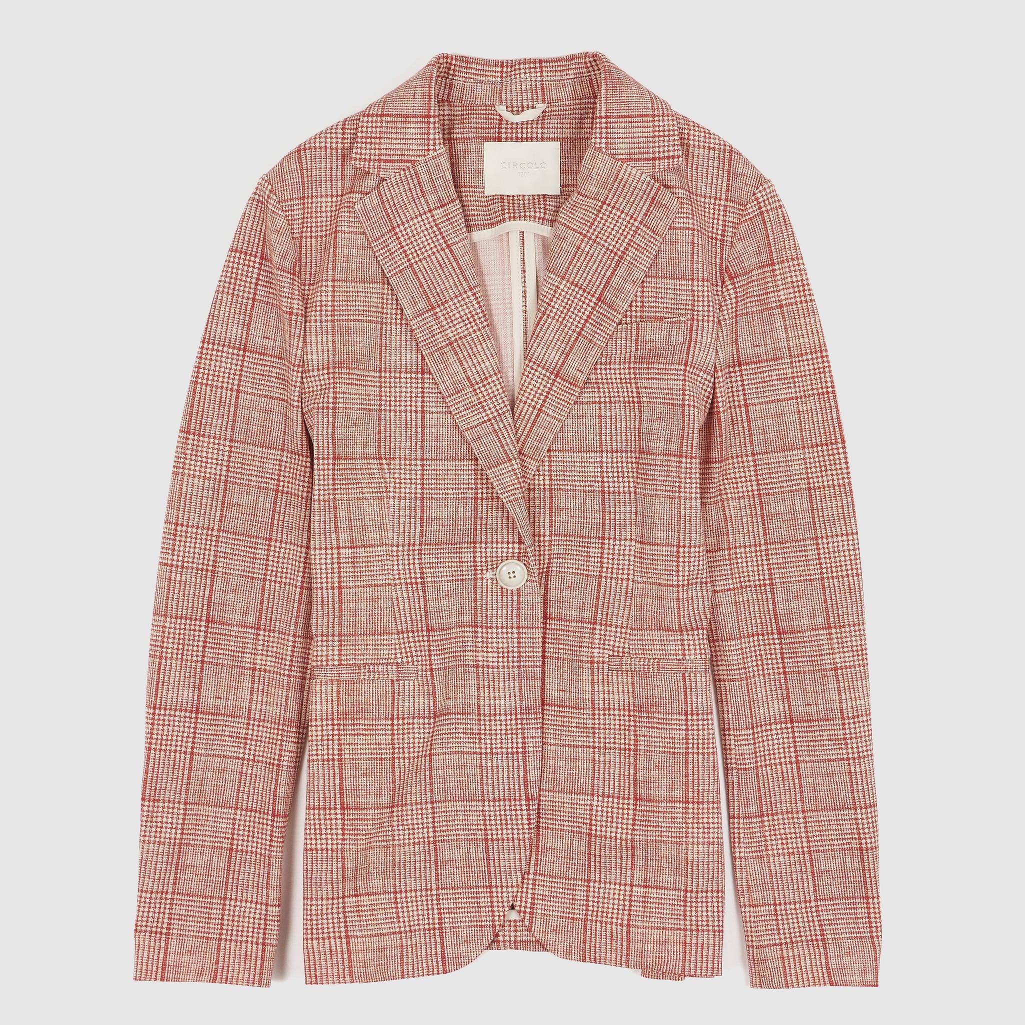 Ladies Piquet Plaid Blazer