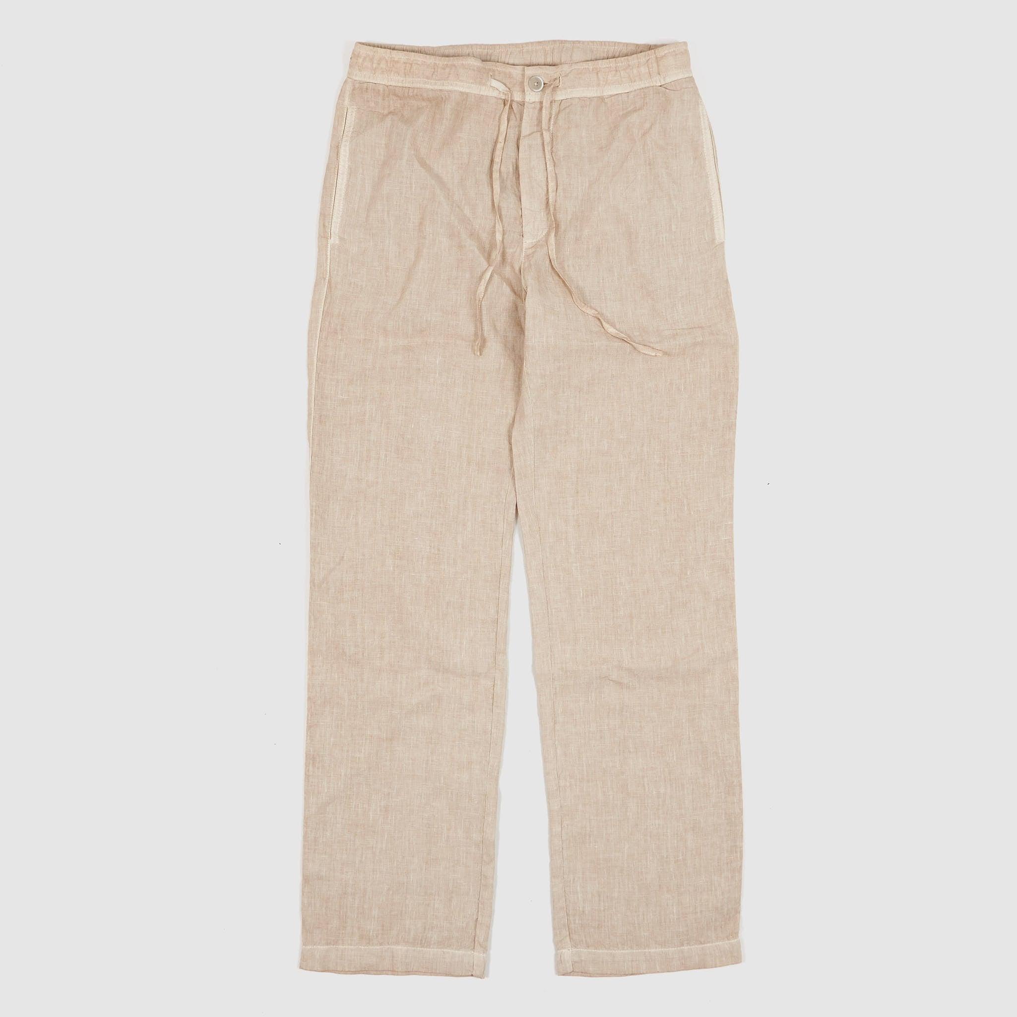 Garment Dyed Linen Drawstring Trousers