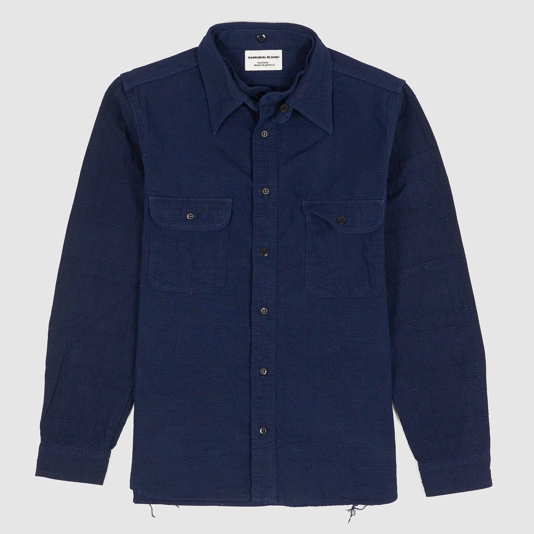 Sashiko Fabric Removable Collar Shirt