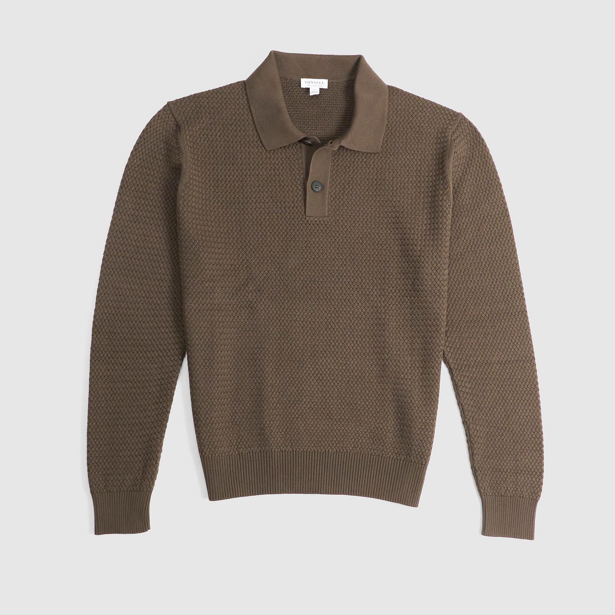 Cotton Knit Long Sleeve Polo