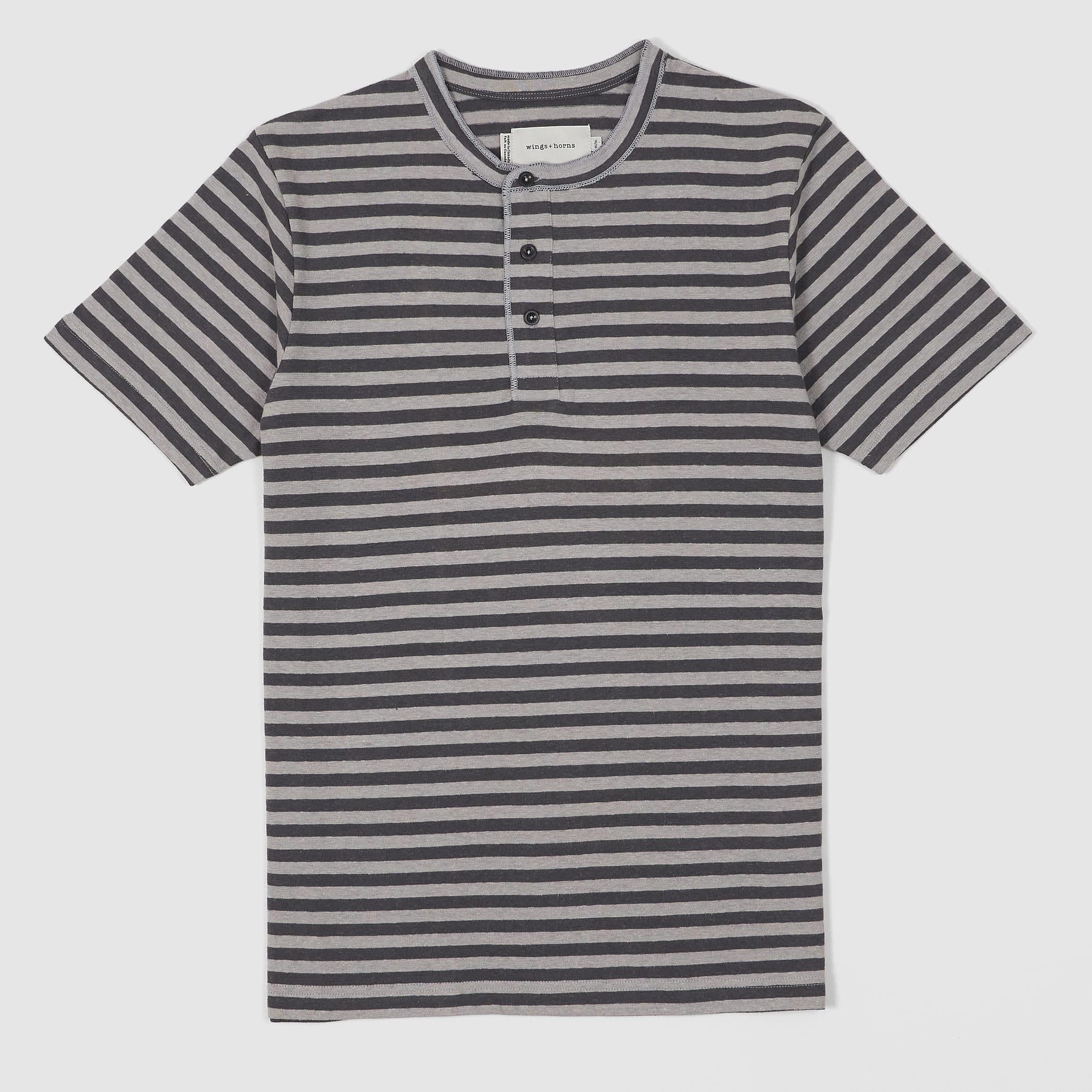 Striped Short Sleeve Henley T-Shirt