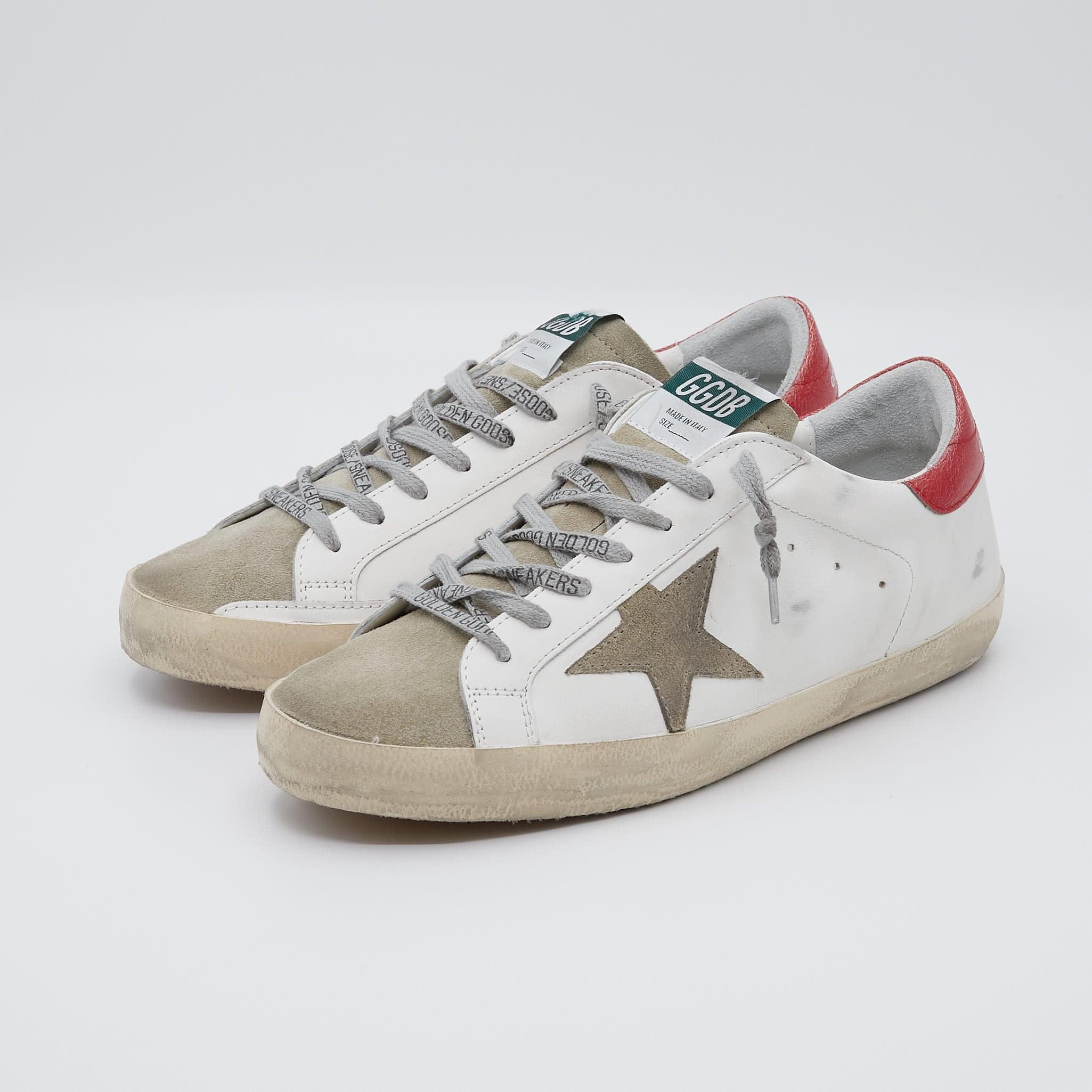 Superstar White Taupe Red Sneakers