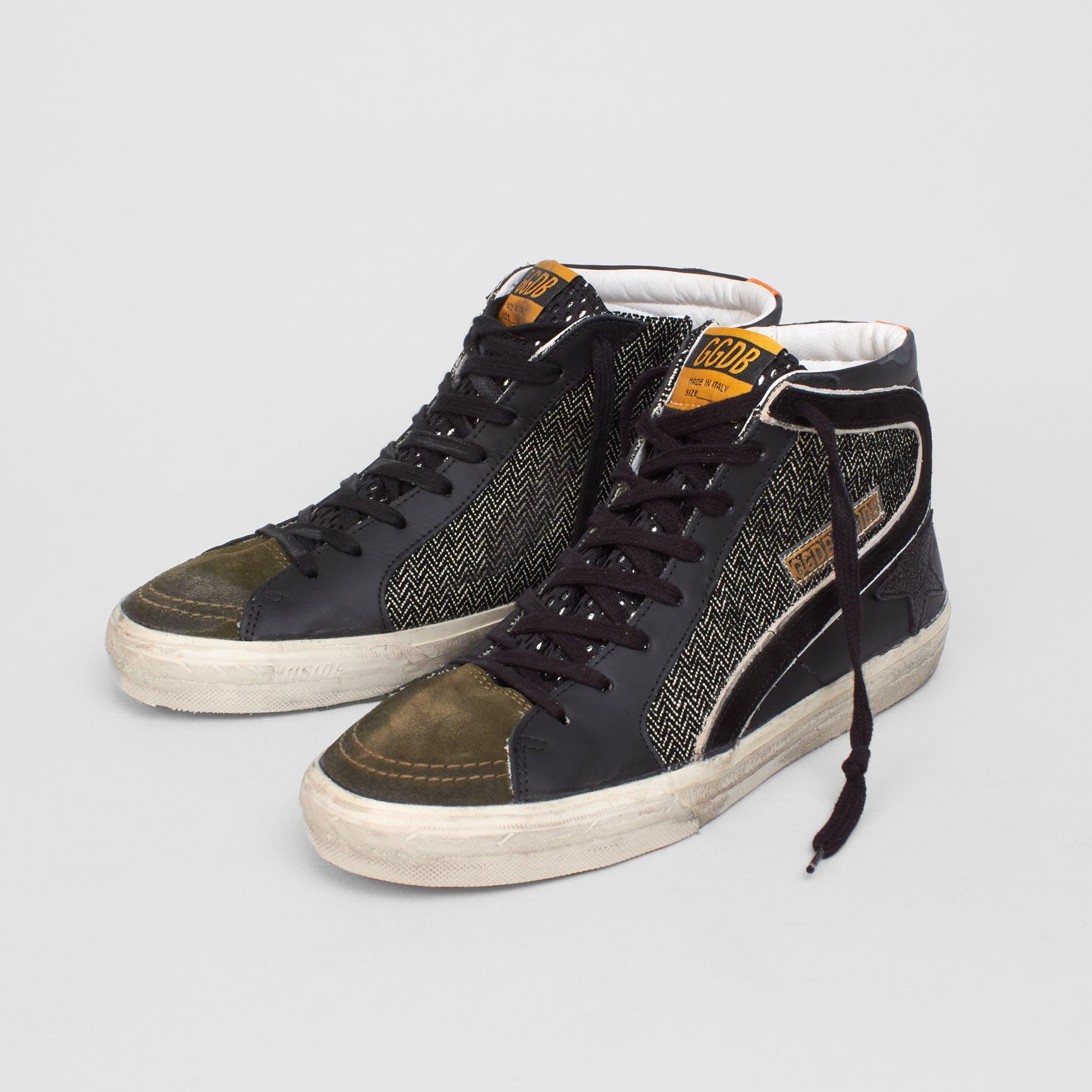 High Black Green Orange Slide Sneakers