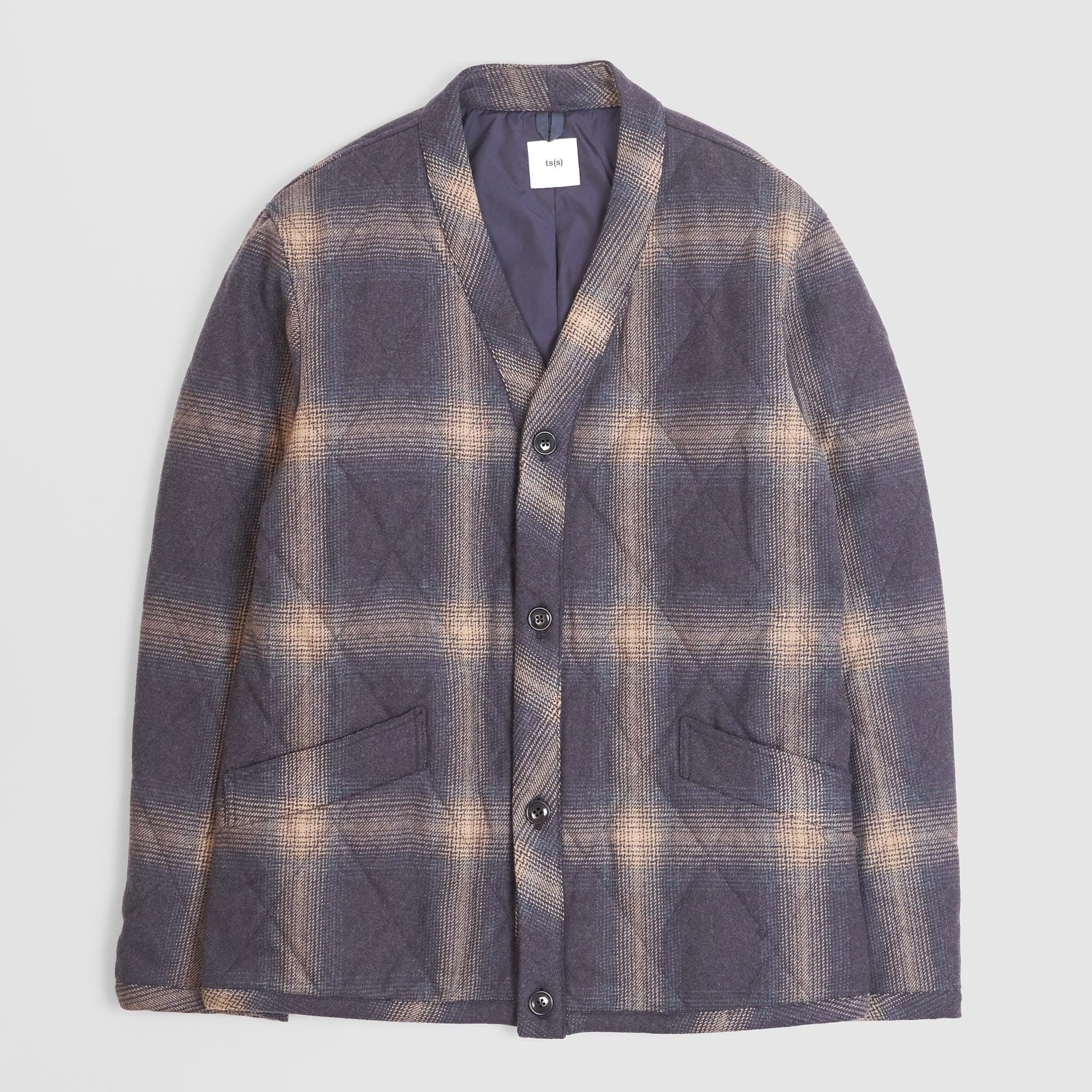 Quilted Kimono Plaid Wool Jacket
