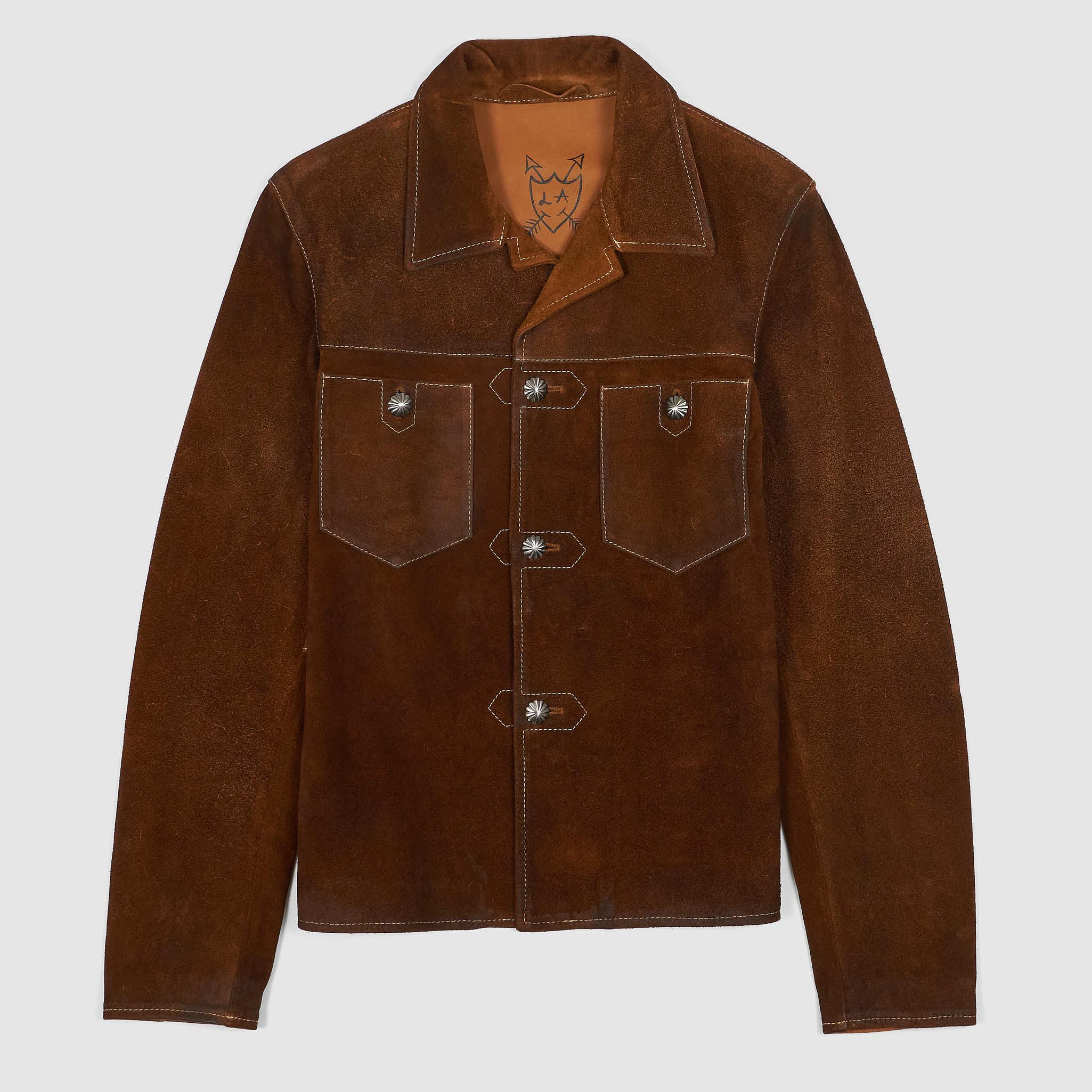 Ladies Concho Button Leather Over Shirt Jacket