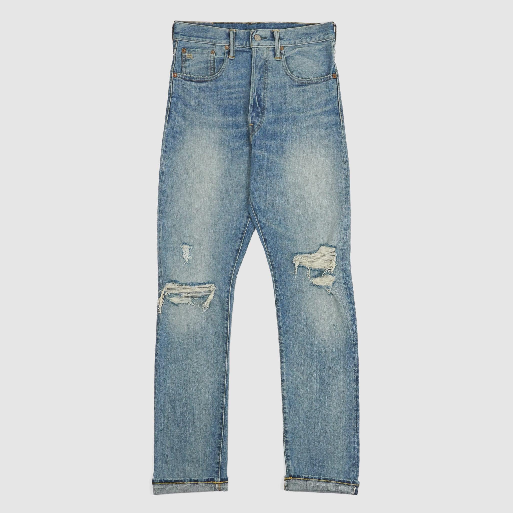 Ladies Boyfriend Destroyed Heavy Washed Straight Fit Denim