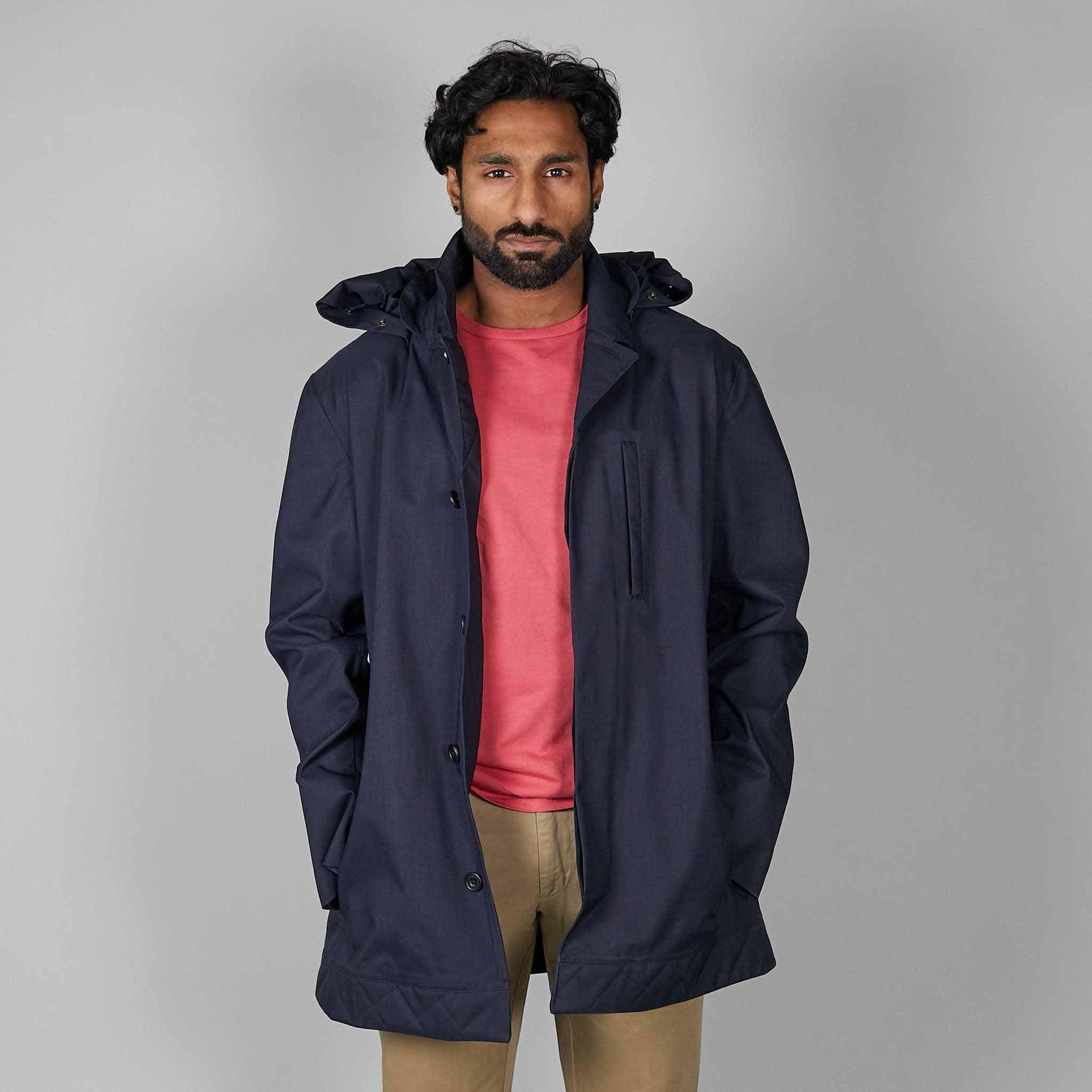 Caban Single Breasted Rain Coat Navy