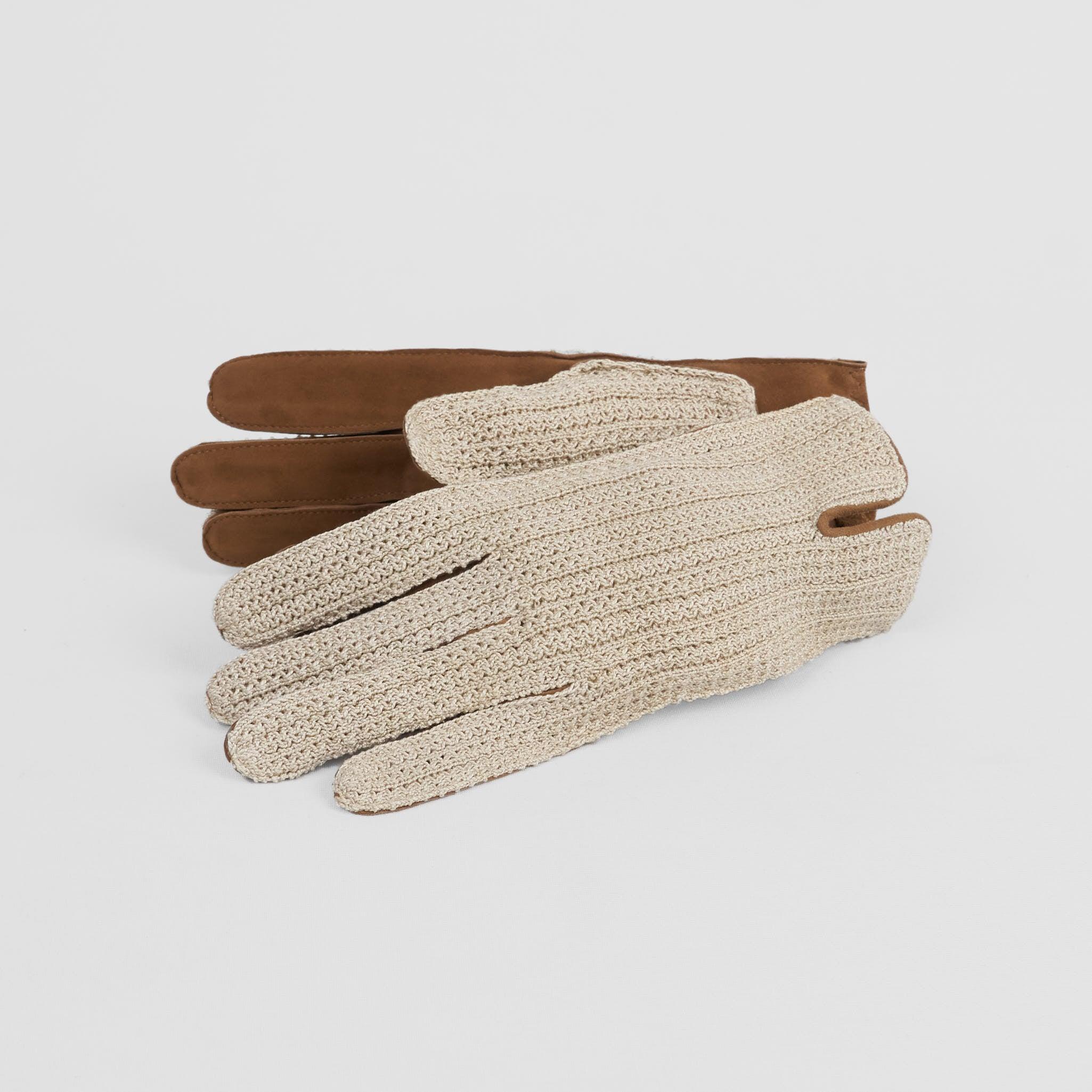 Leather and Cotton Hand Crafted Crochet Gloves