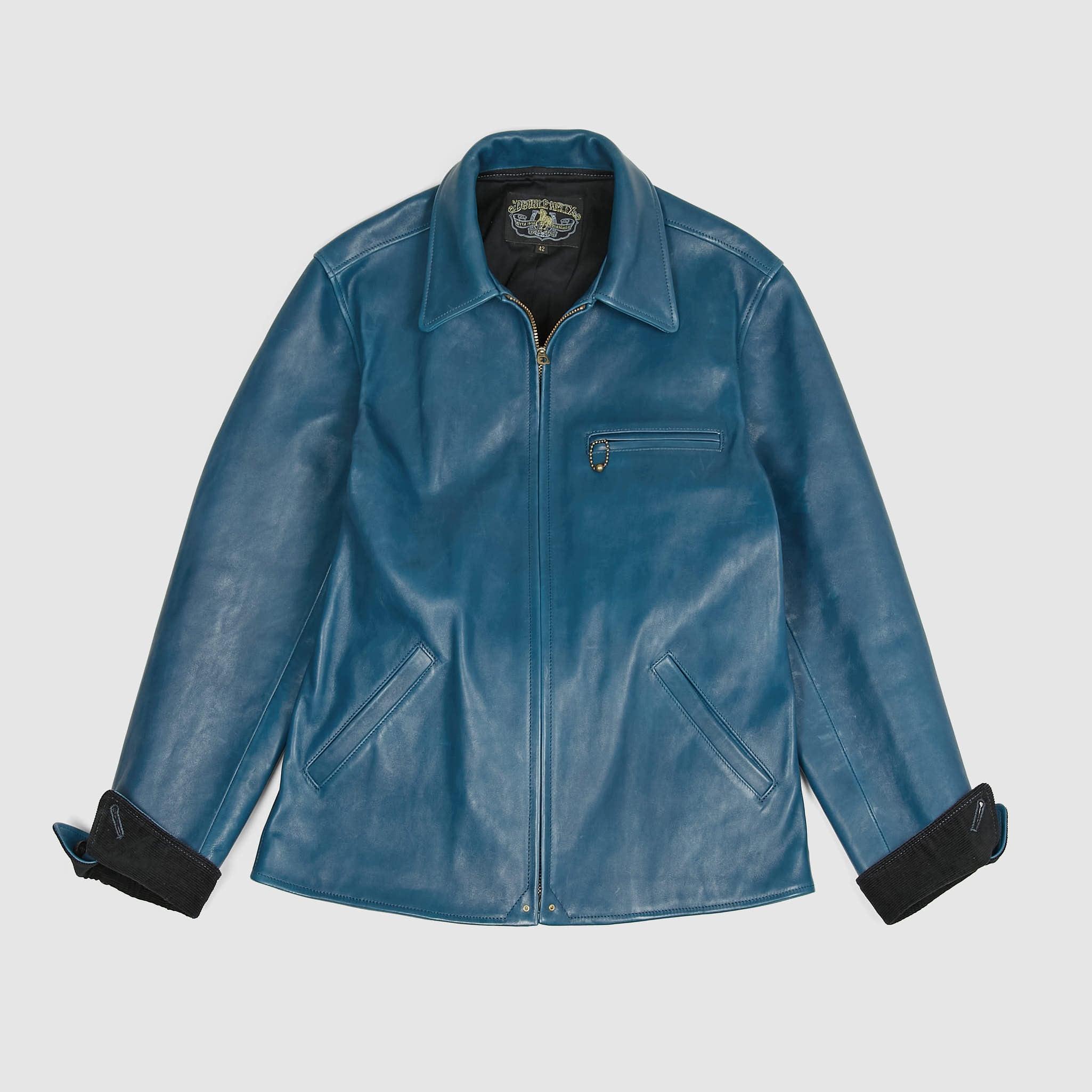 Classic 1930s Indigo Dyed Horse Leather Jacket Indigo