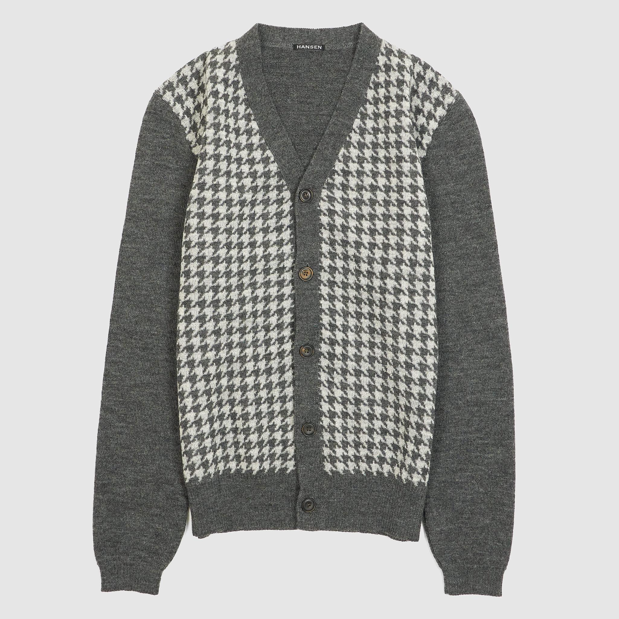 Knit Hounds Tooth Wool Cardigan