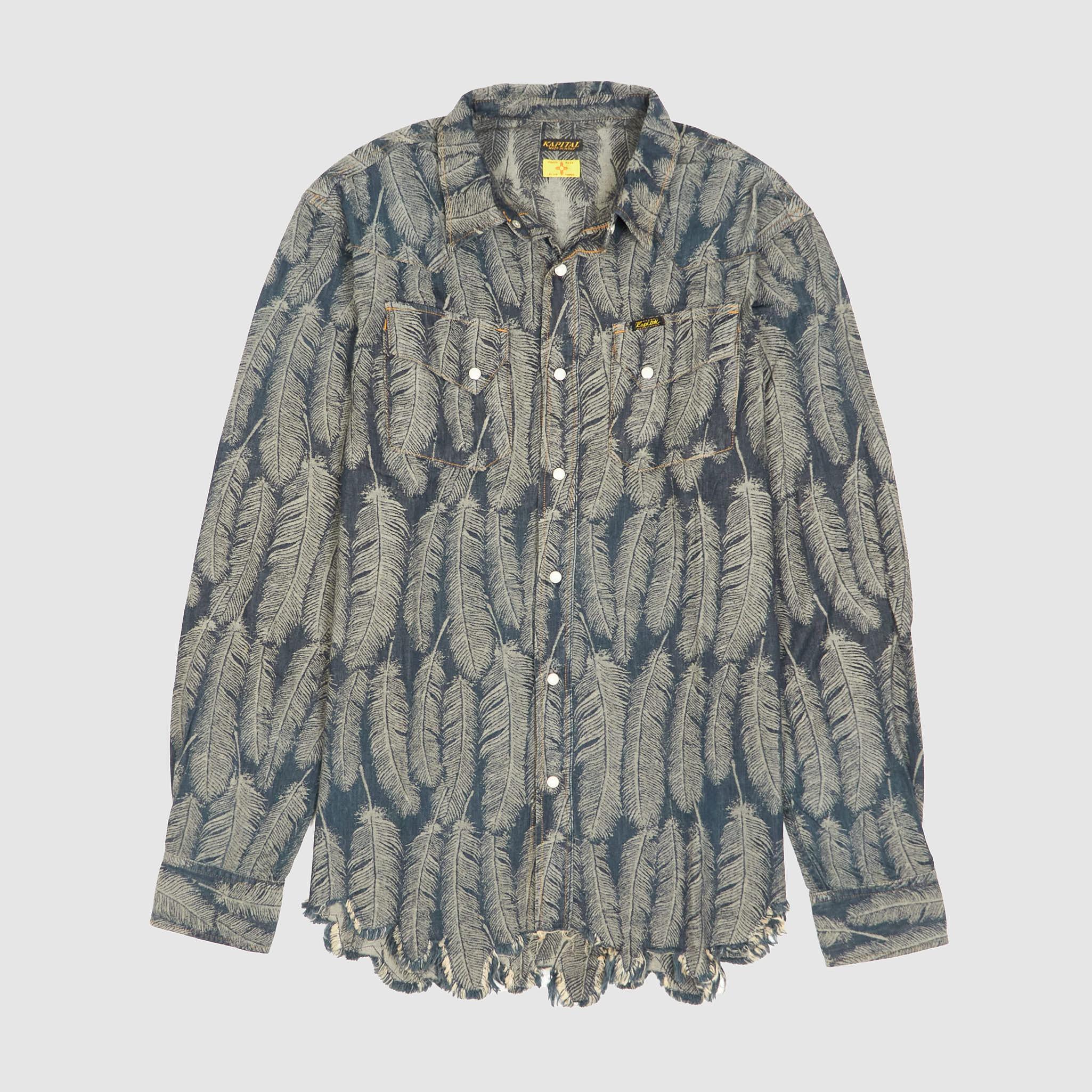 Jacquard Woven Feather Denim Western Shirt