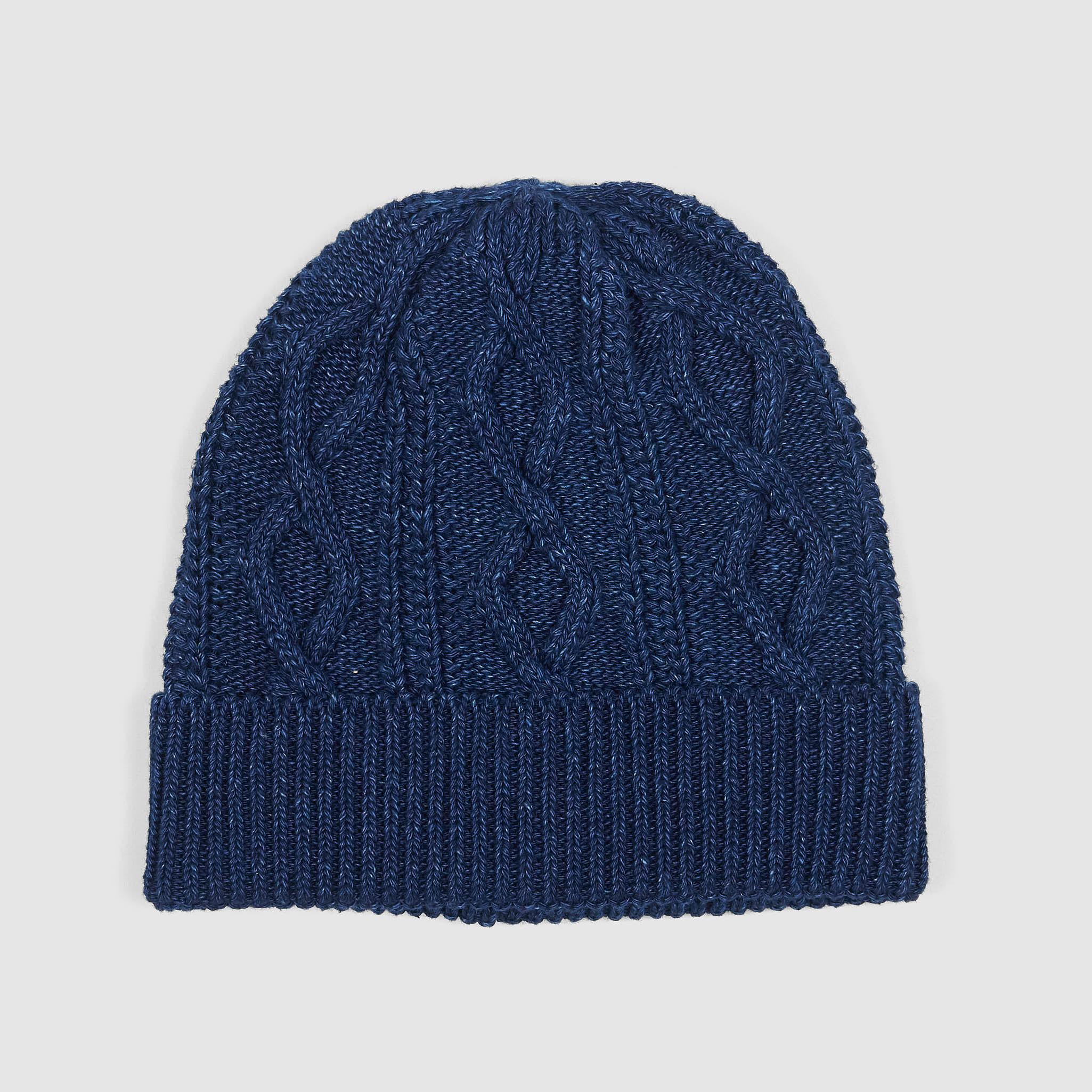 Cable Knitted Beanie Dark Indigo