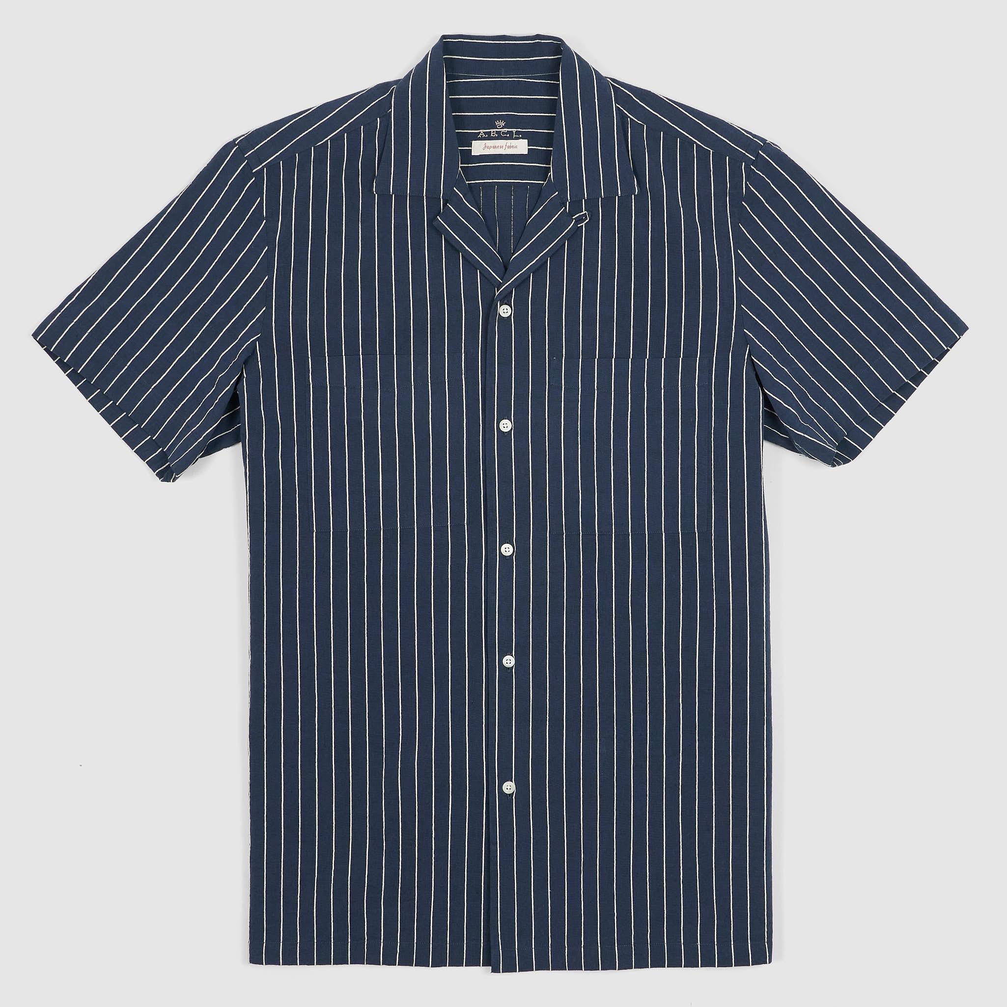 A.B.C.L. Camp Collar Striped Short Sleeve Shirt