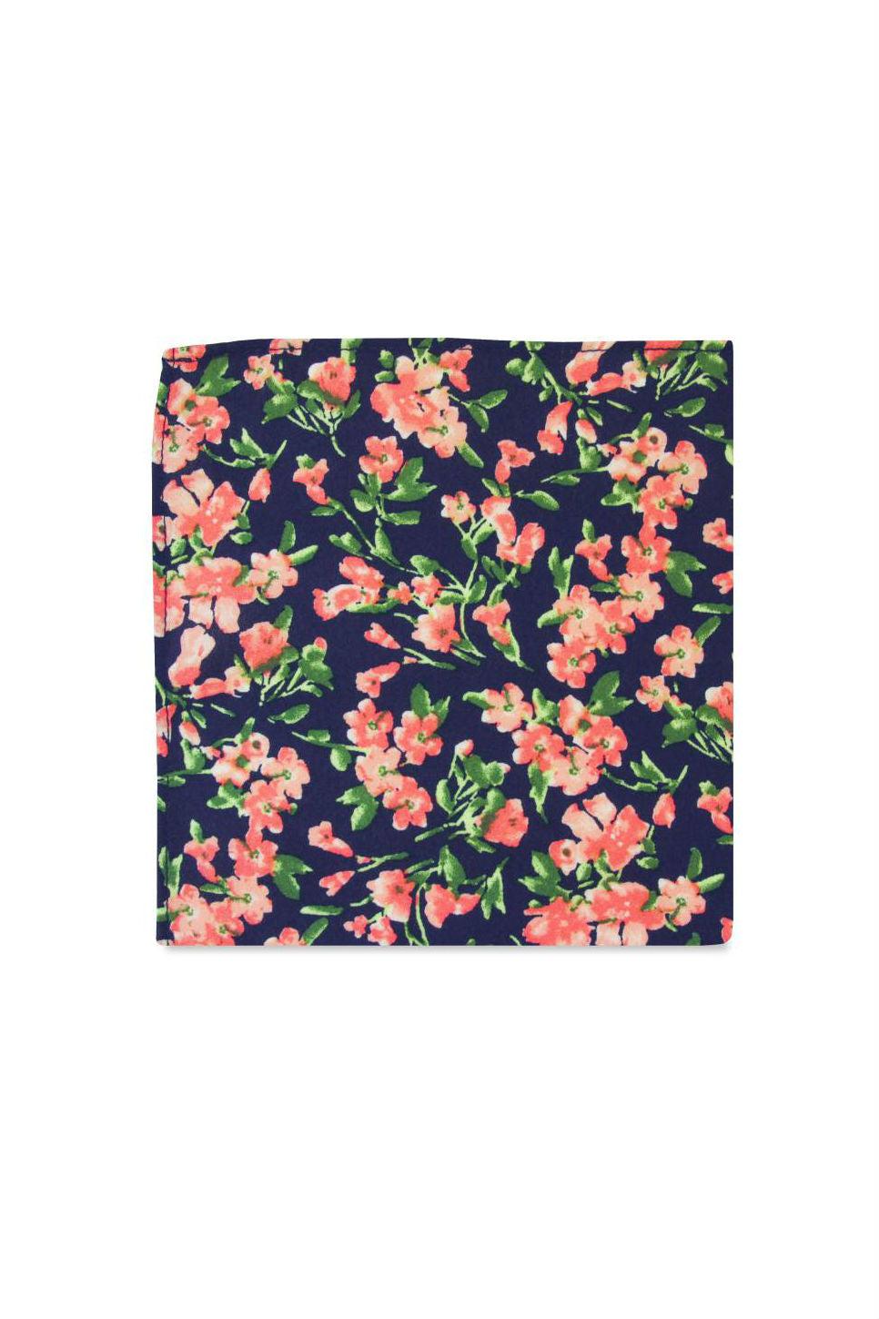 THE WEISS POCKET SQUARE Navy Pink Floral