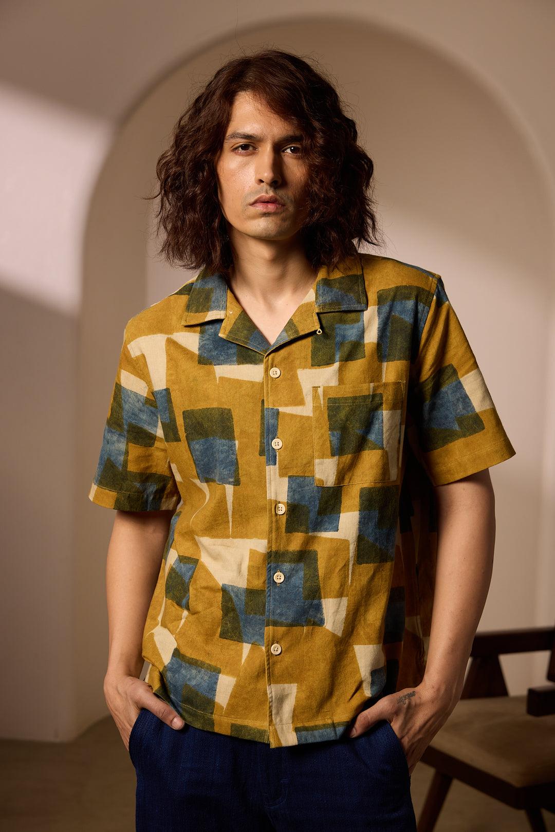 KHUSHI CAMP SHIRT - TILE ABSTRACT MULTI