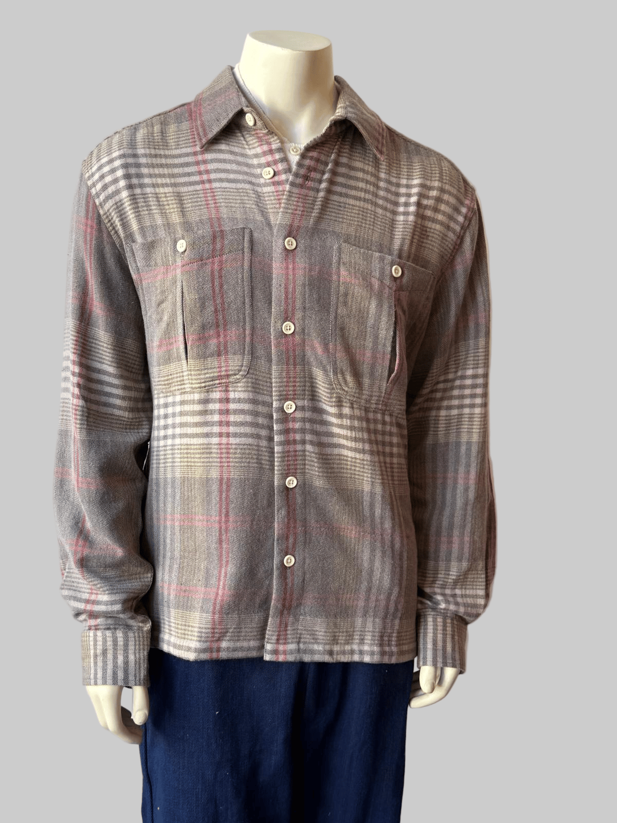 Vivek Overshirt - Cotton Wool Flannel in Brown Plaid