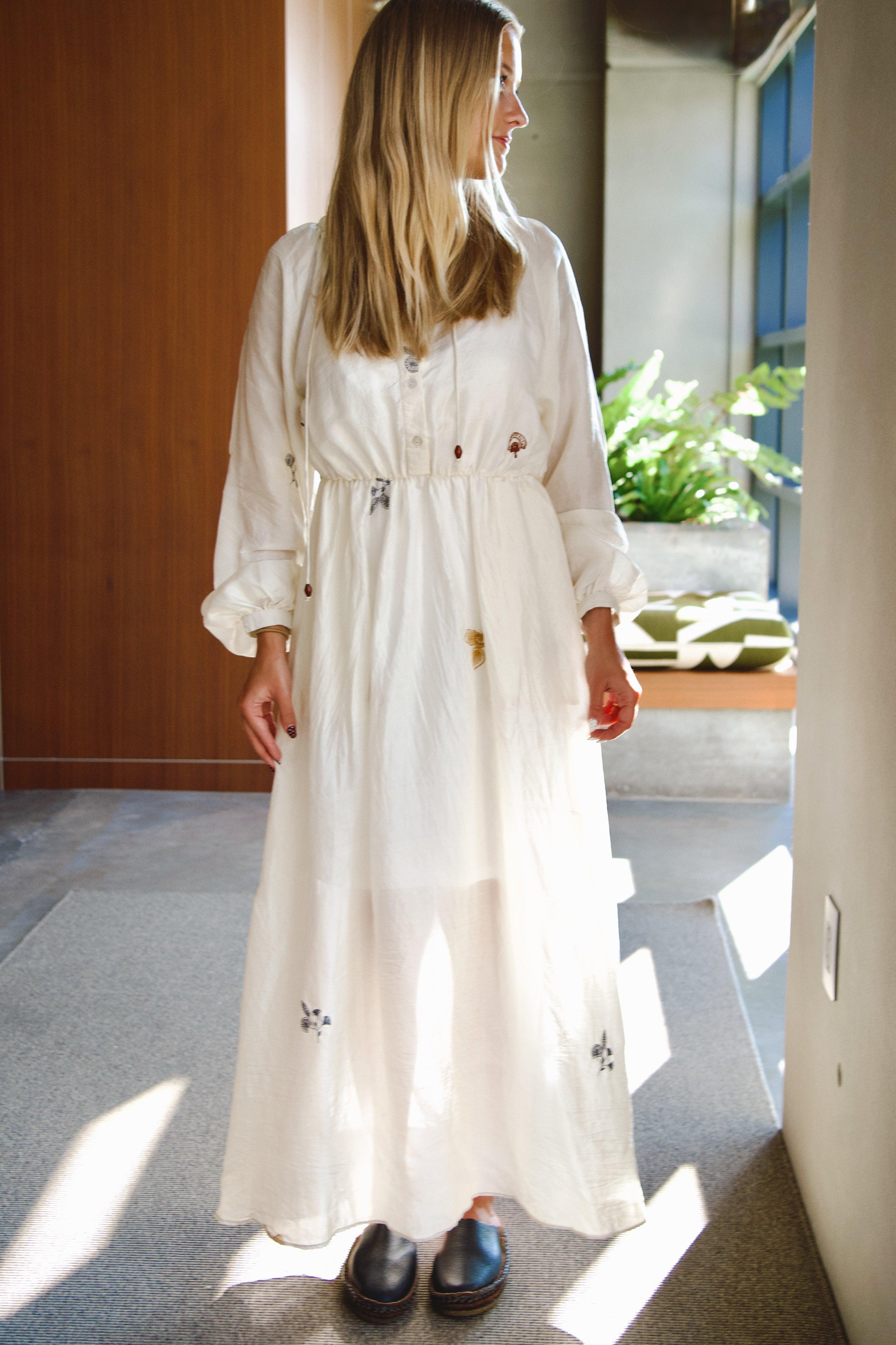 Mahira Dress in Silk Embroidery