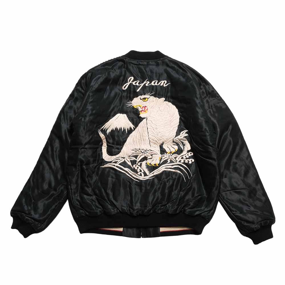Acetate Quilted Souvenir Jacket - WHITE TIGER × DUELLING DRAGONS - TT15973-219
