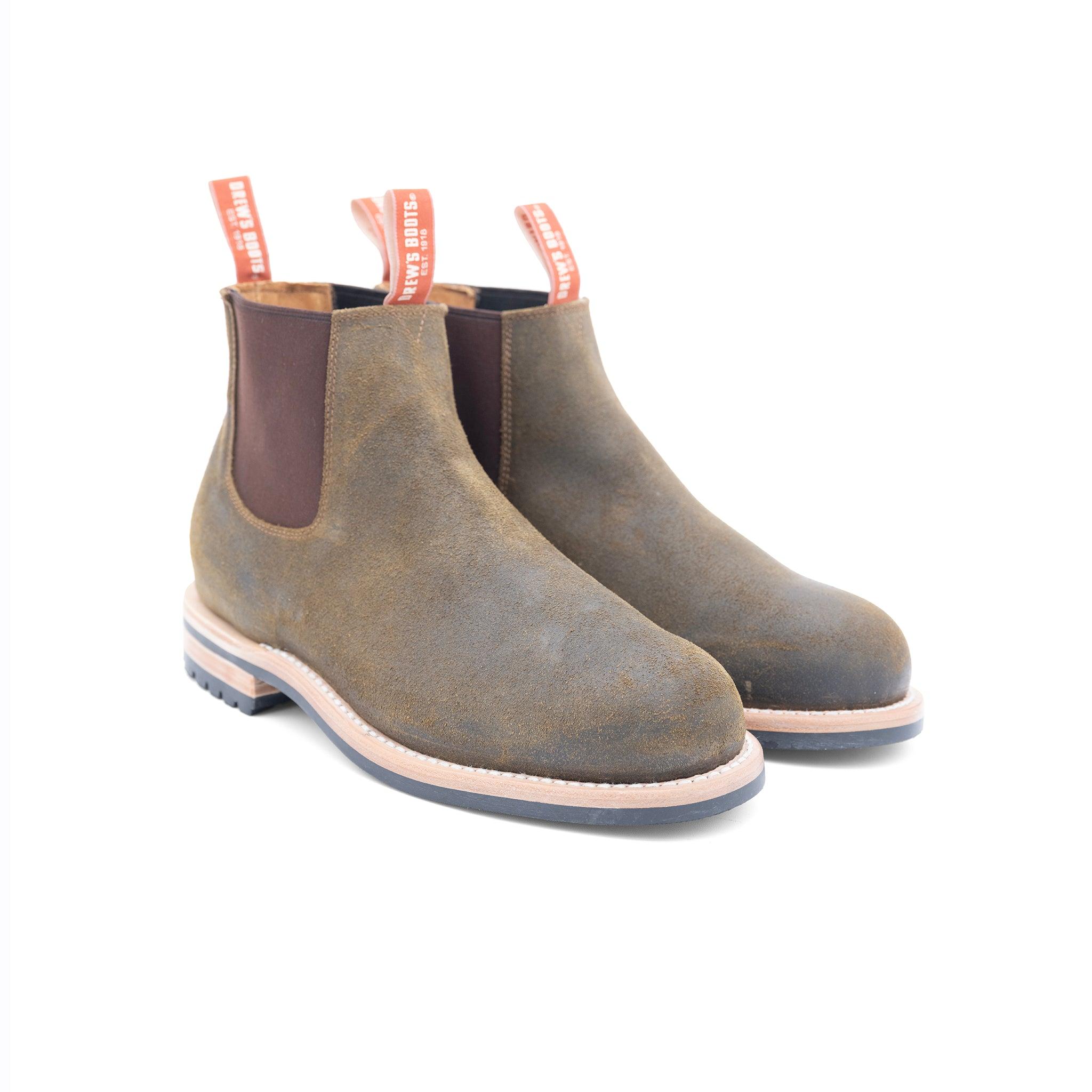 Drew's Chelsea Texas Oil Dark Olive Cowhide
