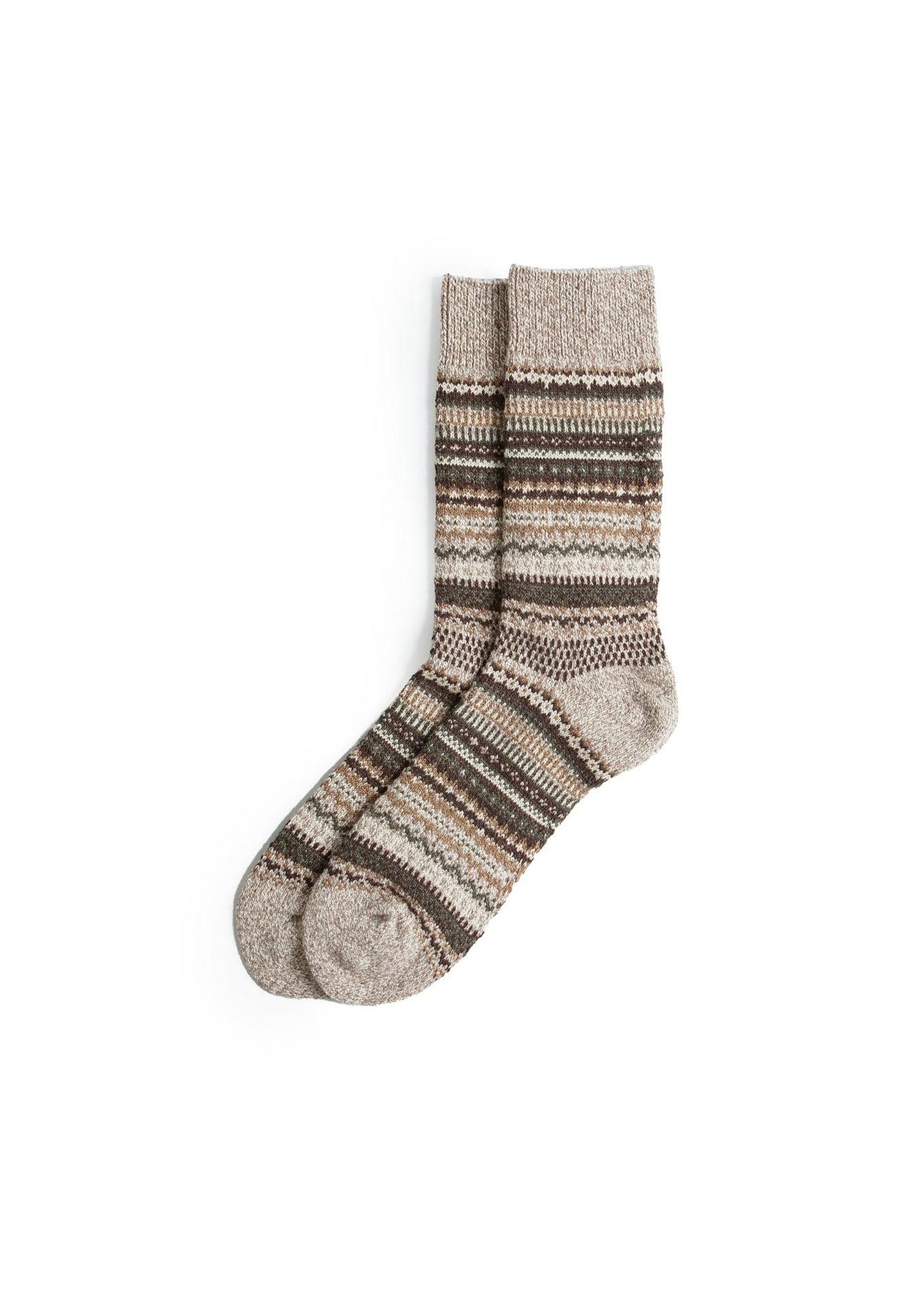 Nordic Pattern Socks - Brown