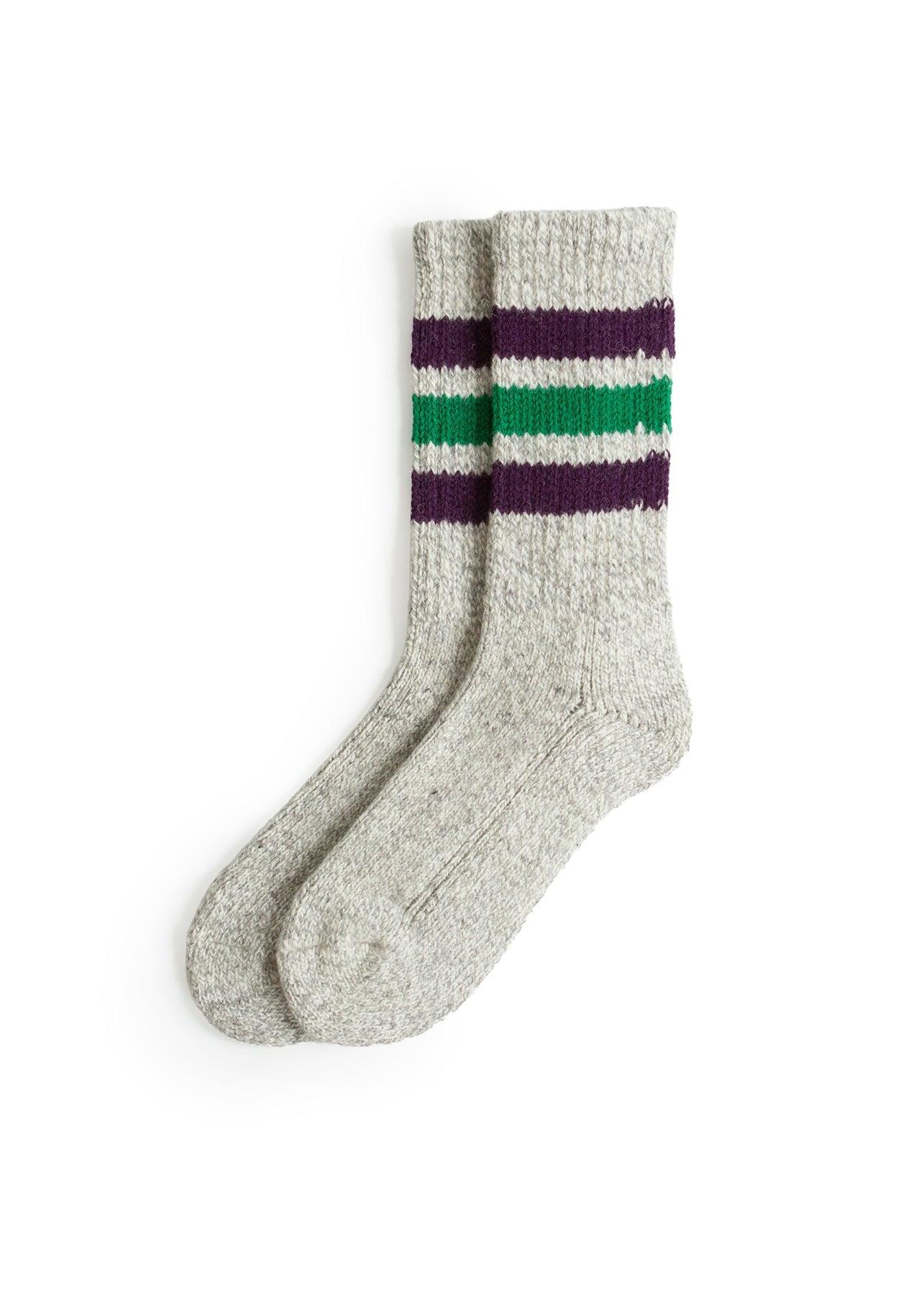 Old School Work Boot Socks  - Purple/Green