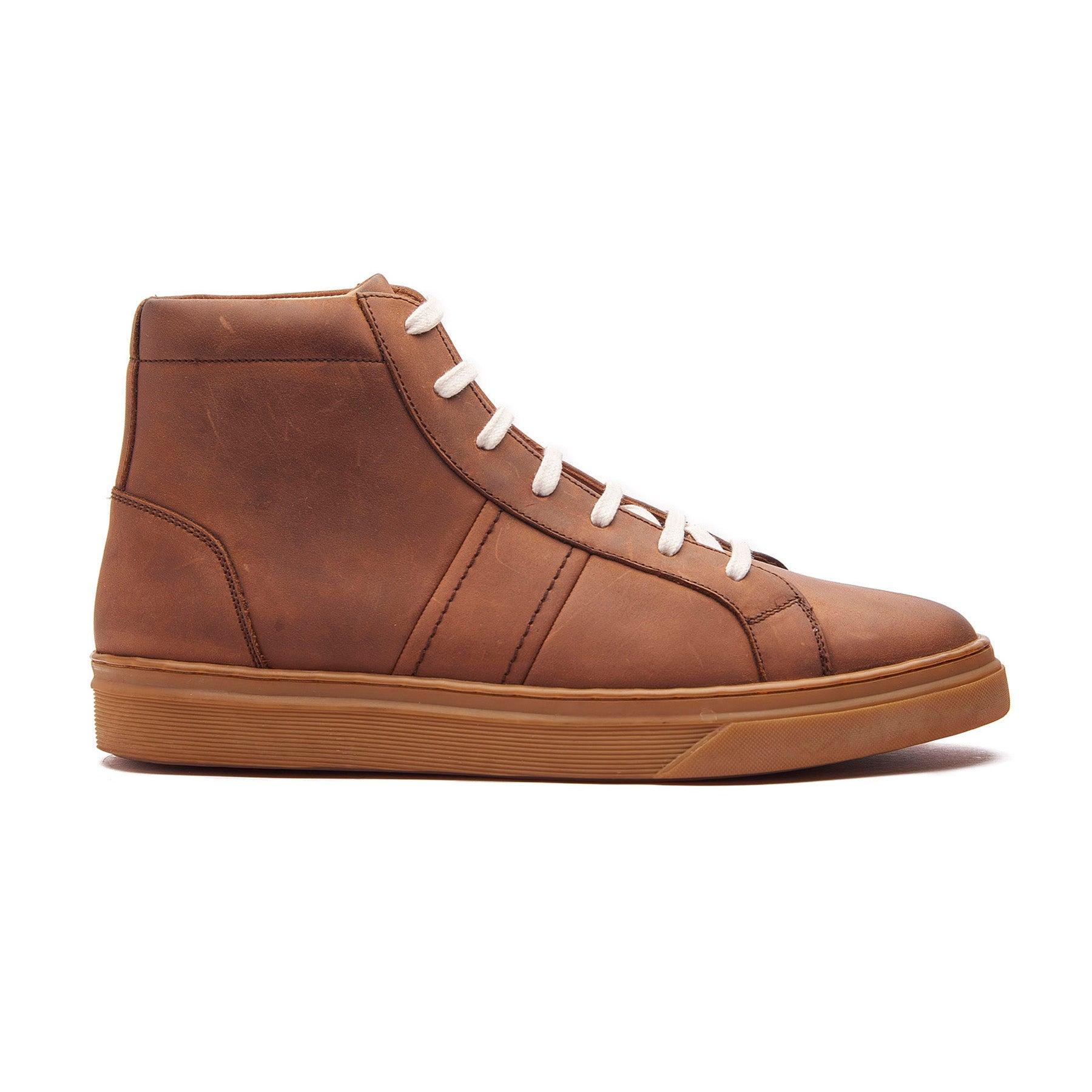 Jaeger, High Top Work Sneaker - Cognac Pullup | Smart Casuals