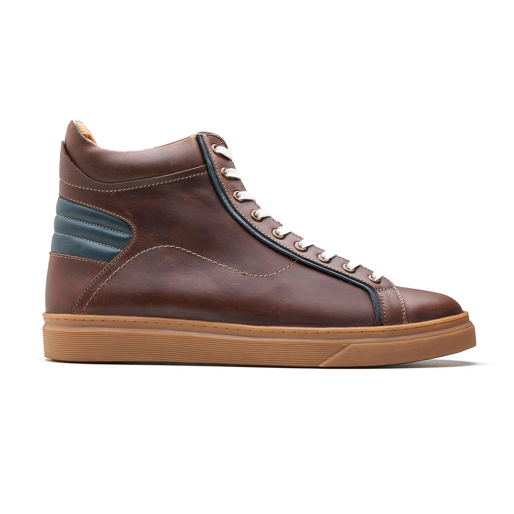 Kaiser, High Top Work Sneaker - Brown Pullup | Smart Casuals