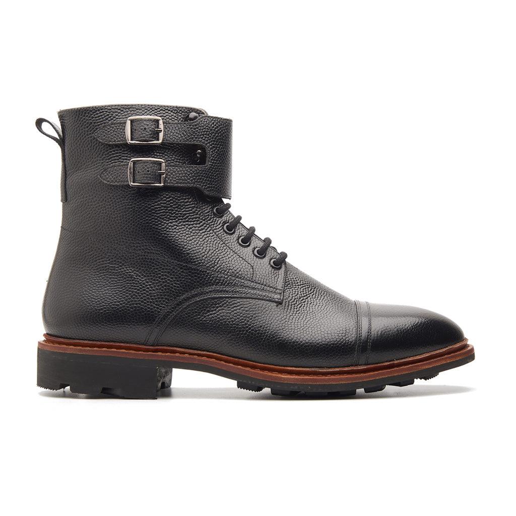 Falcon, Combat Boot - Black Pebble Grain | Hand Welted New Age