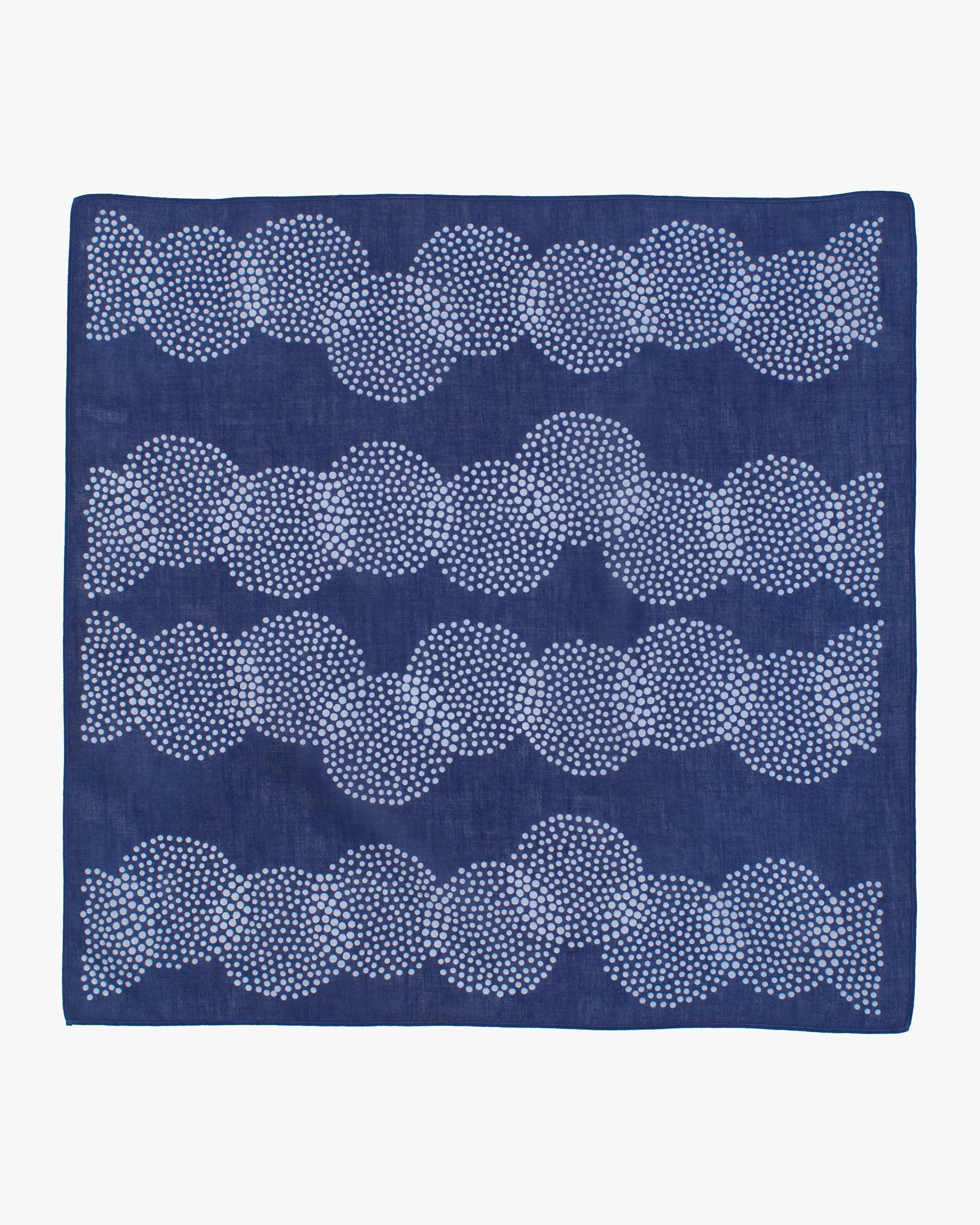 Aizawa Lightweight Indigo Bandana, Dotted Circles