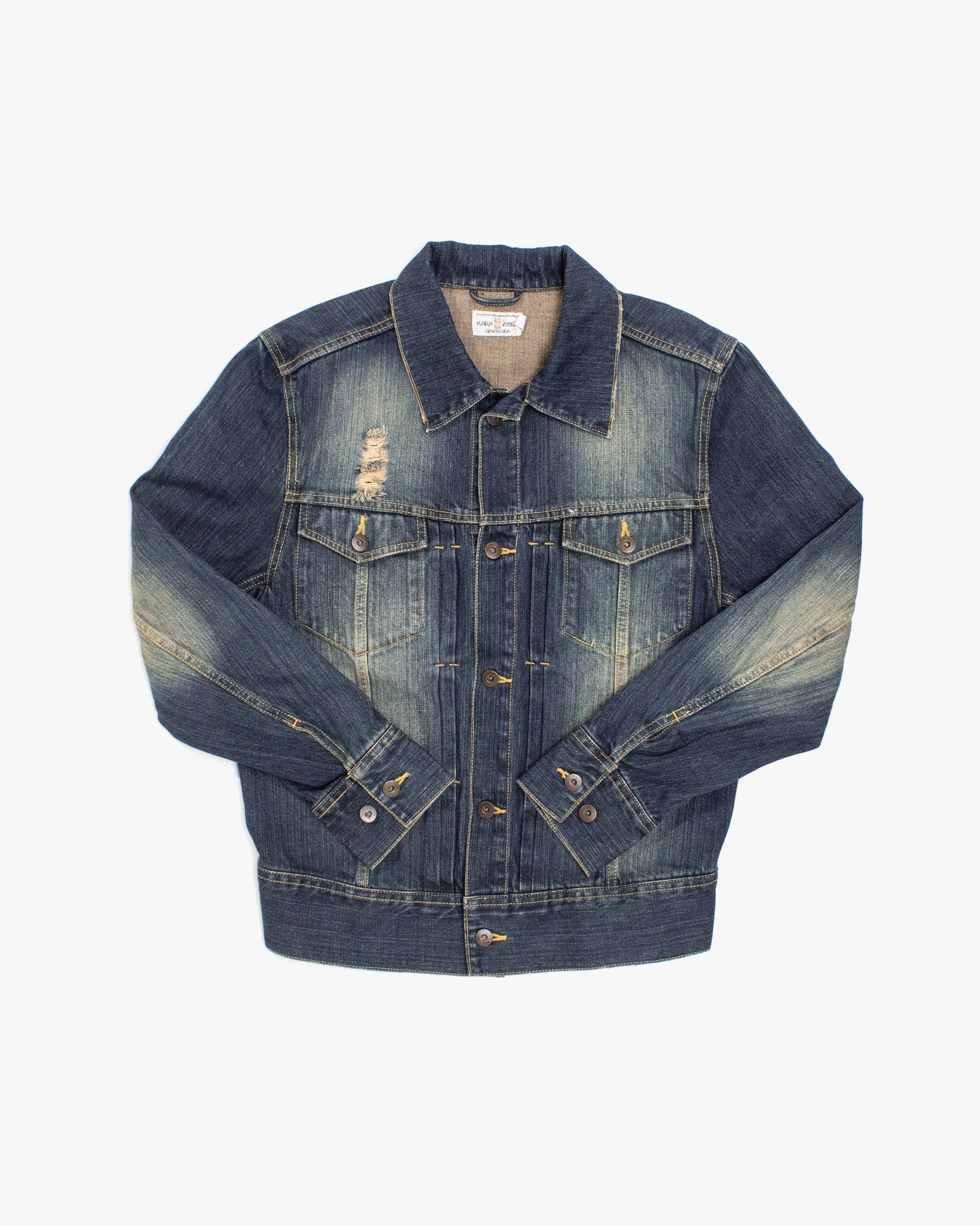 Type II Trucker Jacket, M, Karakuri, Denim with Embroidered Tiger and Dragon