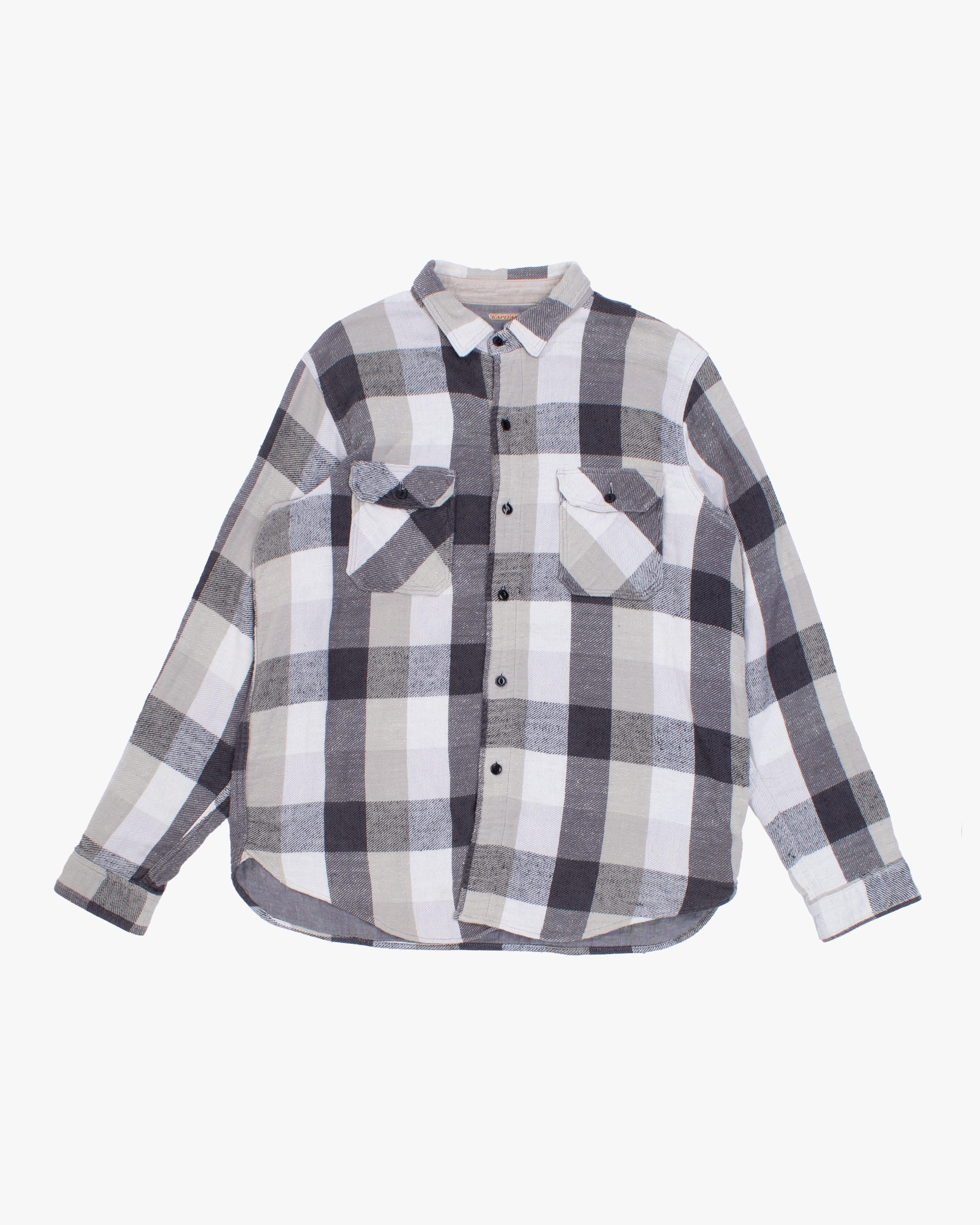 Shirt, XL, Kapital, Checked White Flannel