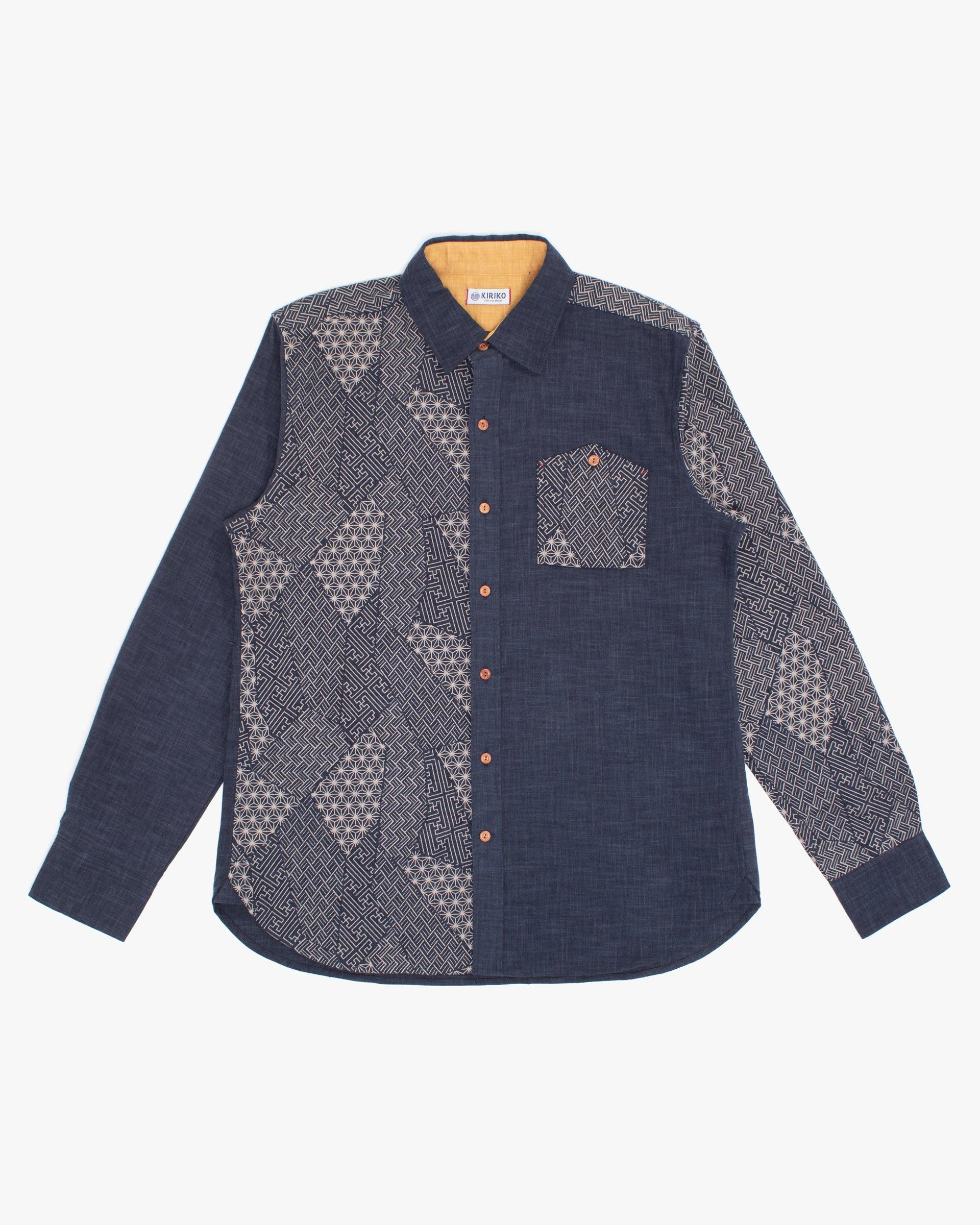 Kiriko Original Button-Up Shirt, Long Sleeve, Indigo Split Small Multi
