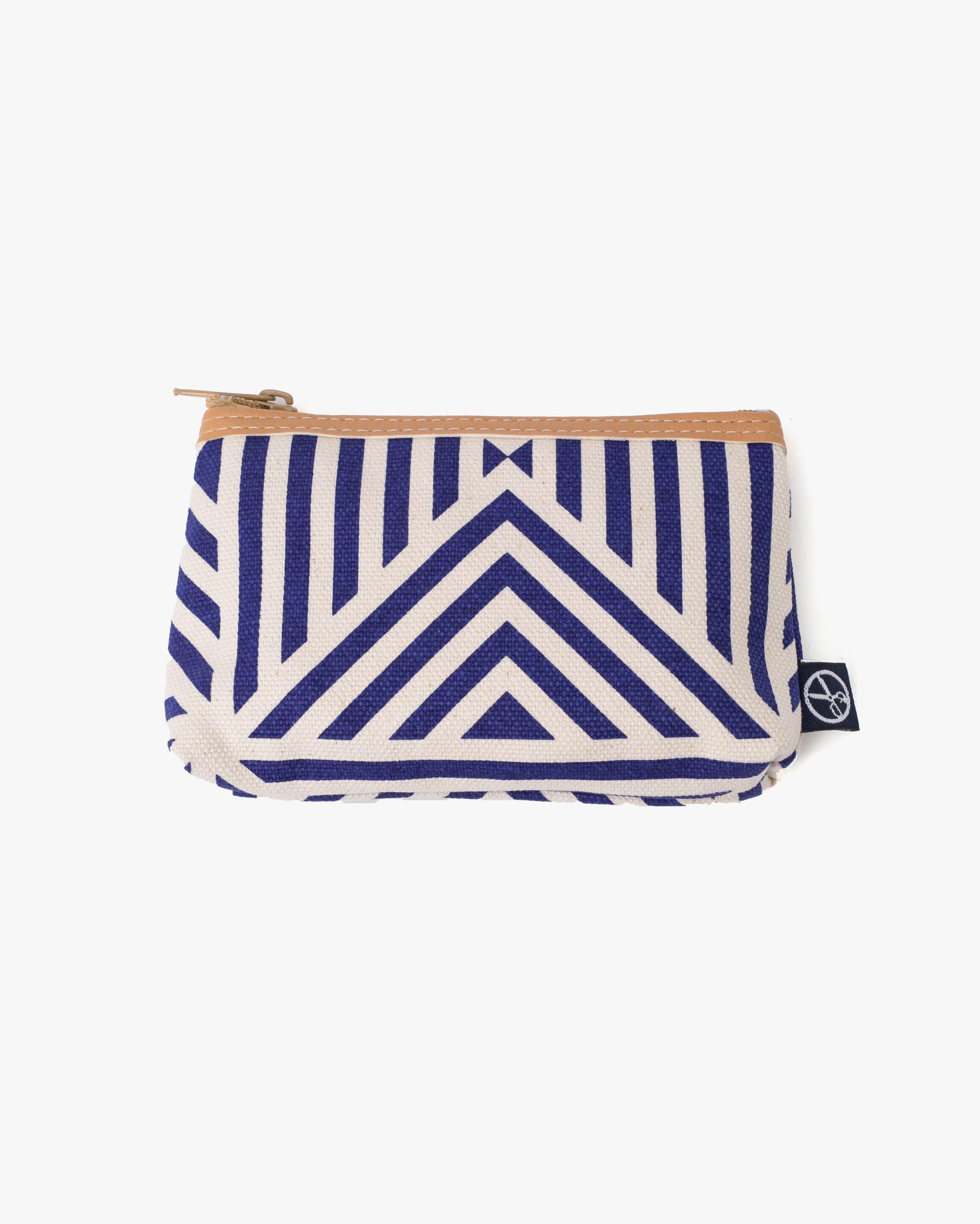 Bag, Coin Pouch, Blue Geometric