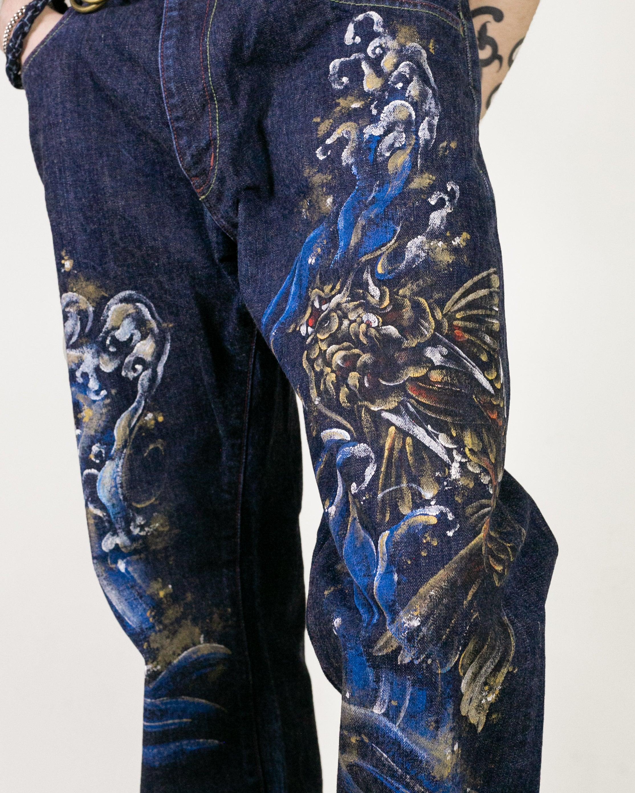 Denim Jeans, Zen Clothing, Hand Painted - 36