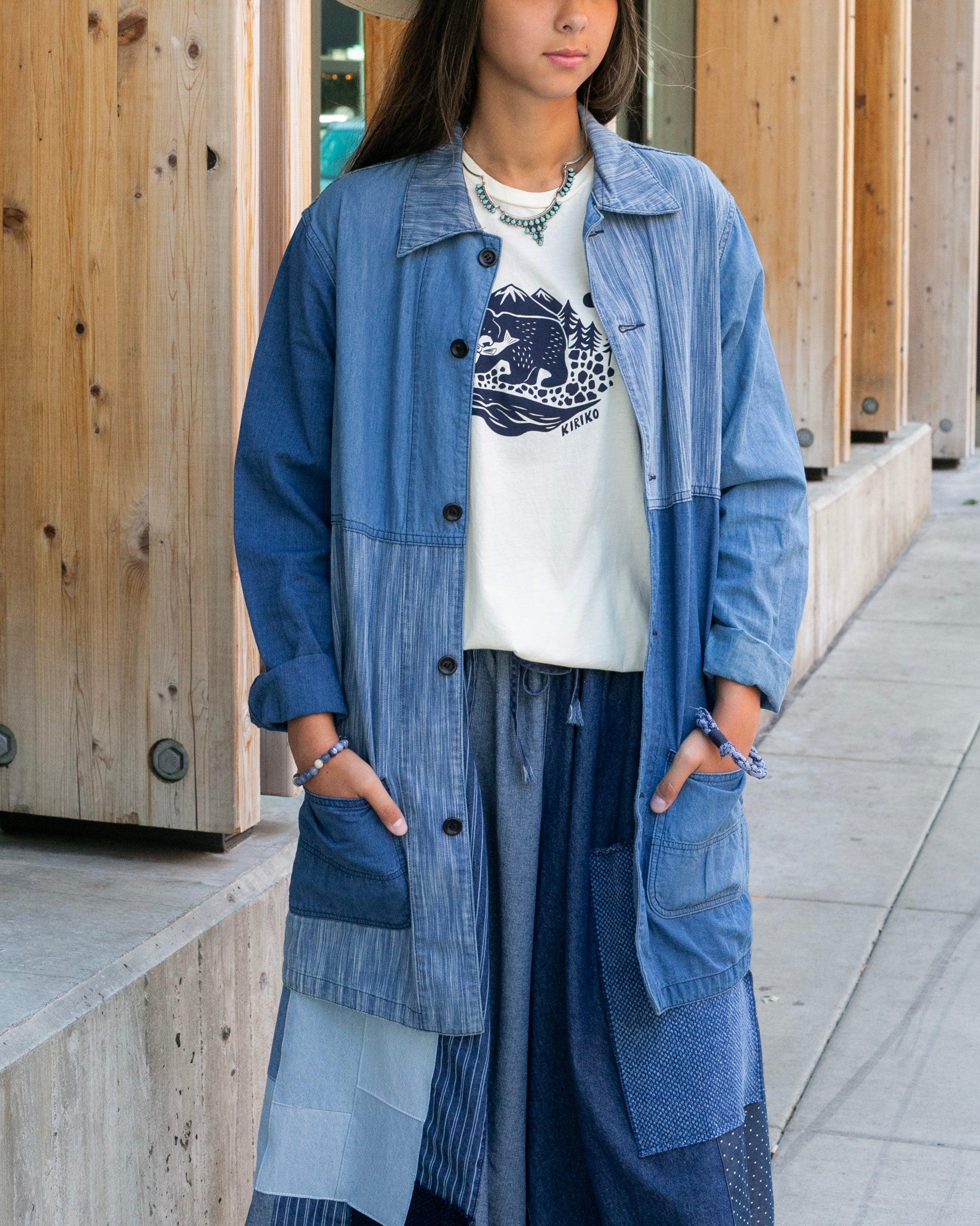 Denim Button Up Shirt, M, FDMTL, Patchwork Denim