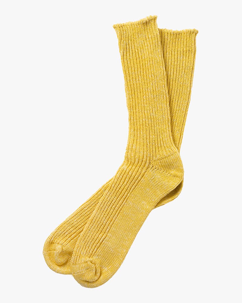 , Crew Socks, Hemp Cotton Ribbed, Boston Vintage Yellow