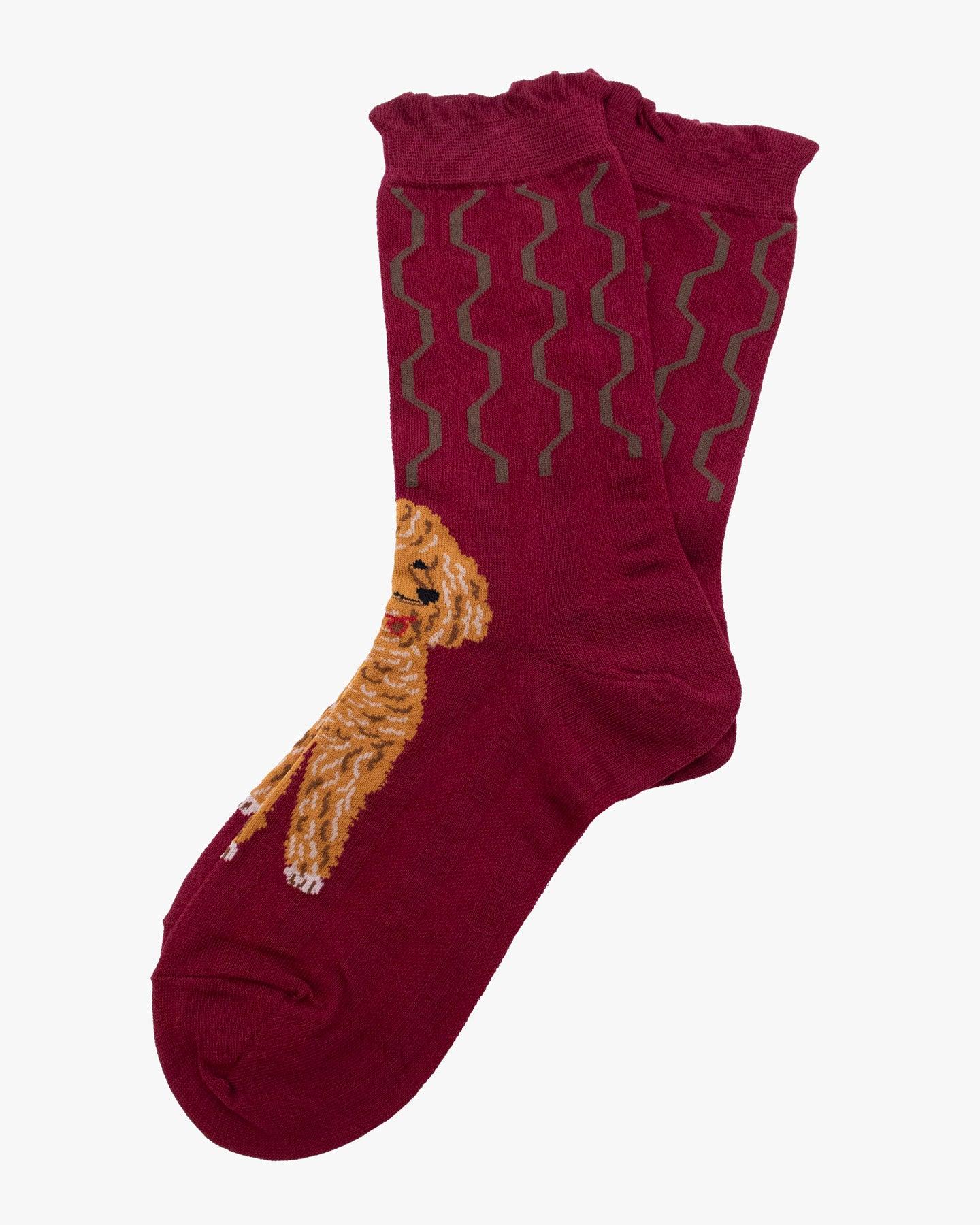 Crew Socks, Andeotte Collection, Poodle in Purple