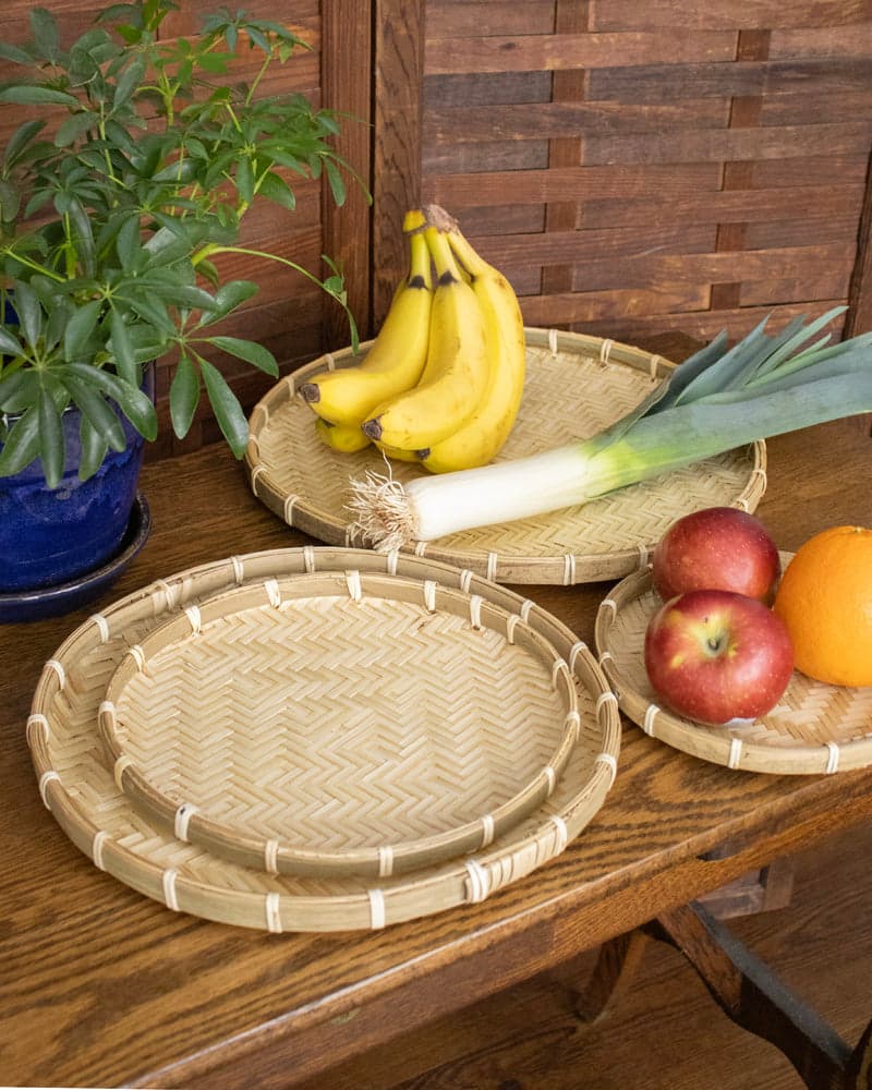 Original, Woven Flat Bamboo Tray, Set of 4