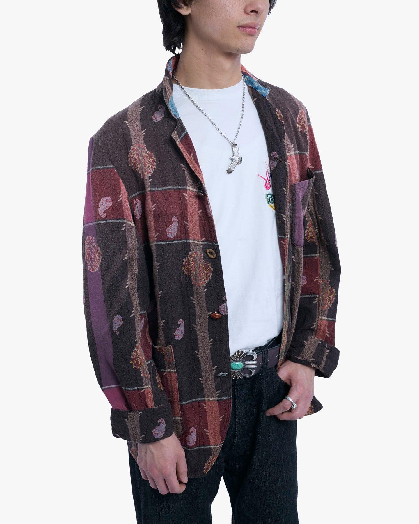 Shirt, M, Kapital, Striped Red and Brown with Paisley Details