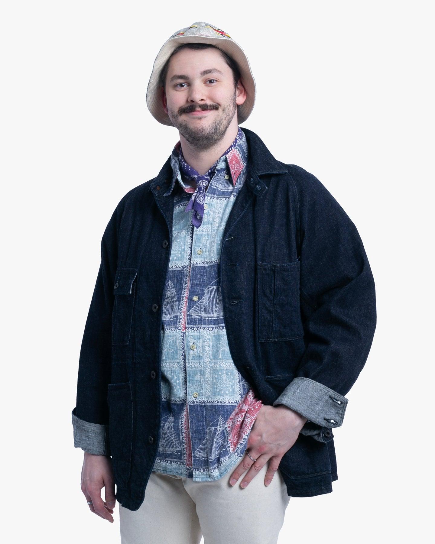 Denim Chore Coat, XL, Kapital, Dark Wash with Metal Buttons