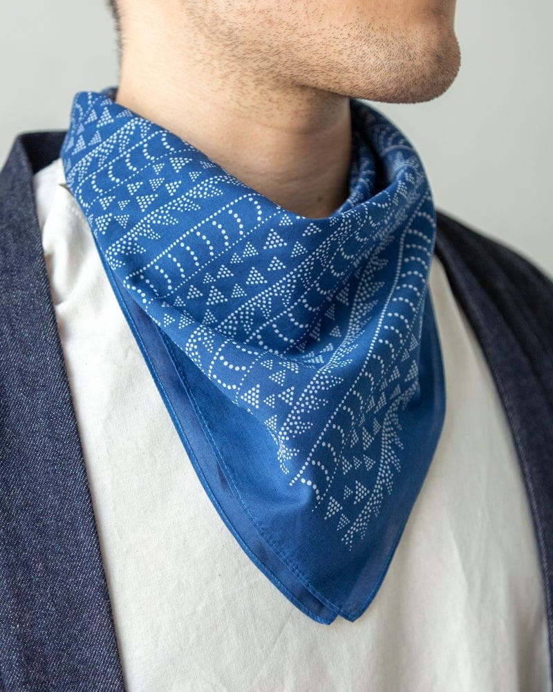 Aizawa Lightweight Indigo Bandana, Multi-pattern Dots