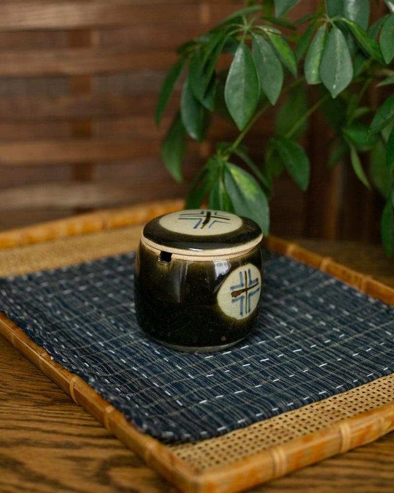 Yaki Spice Container, Brown and Blue