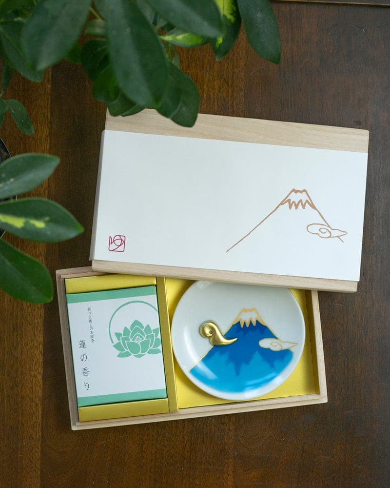 Incense, Set with Blue Incense Plate, Lotus