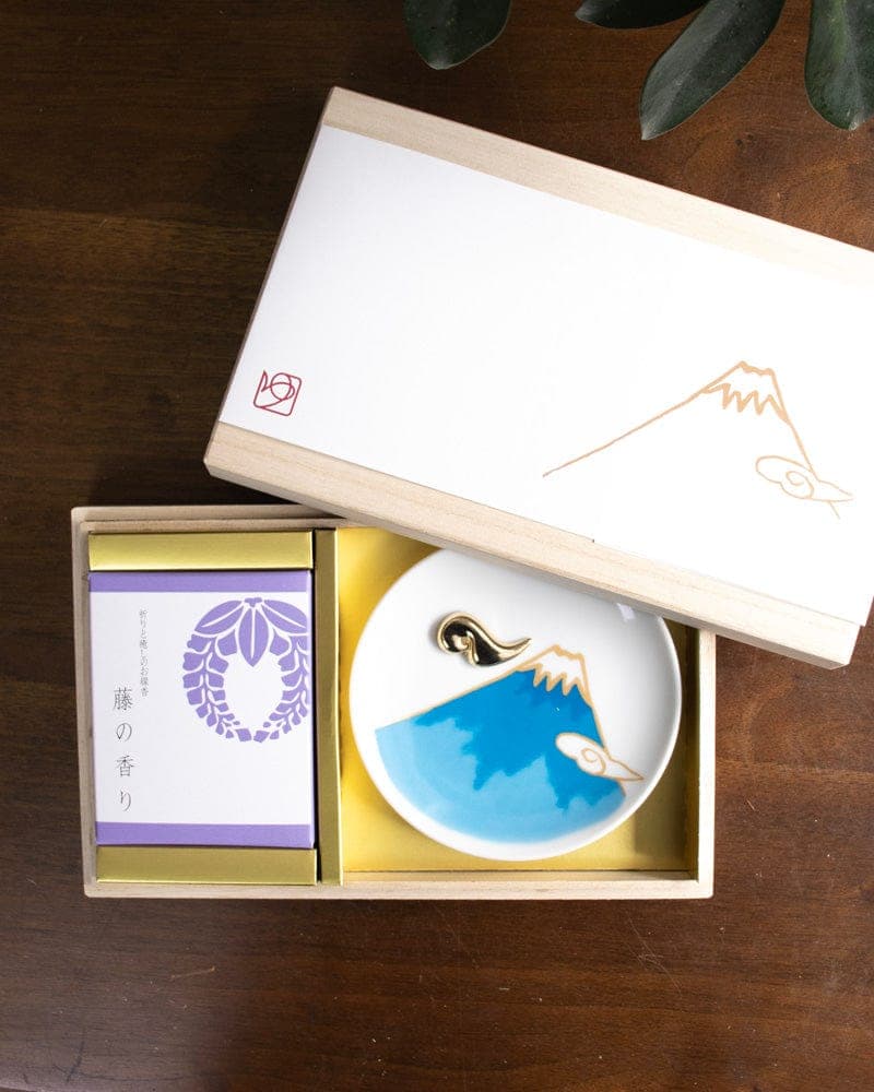 Incense, Set with Blue Incense Plate, Wisteria