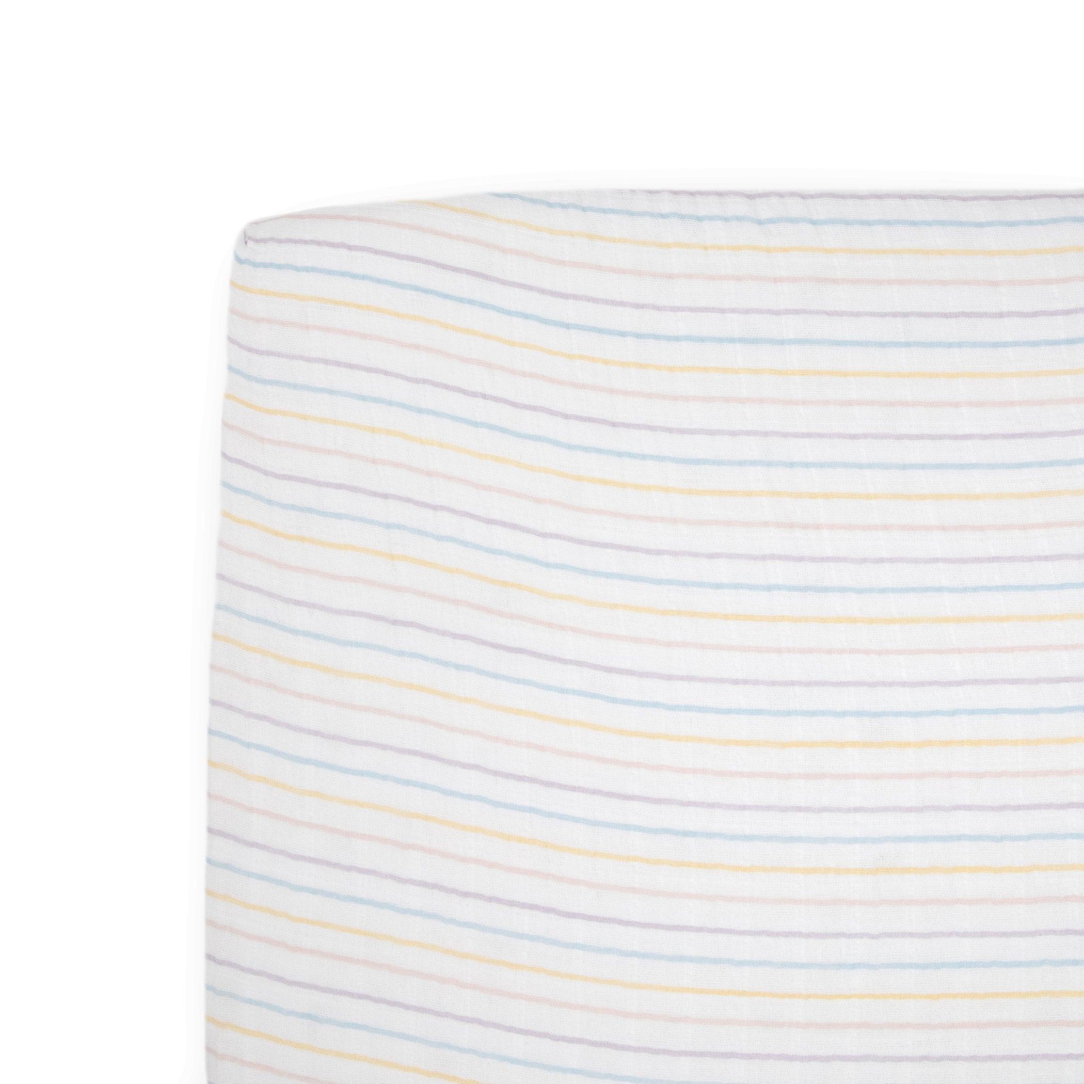 Cotton Muslin Crib Sheet - Unicorn Stripe