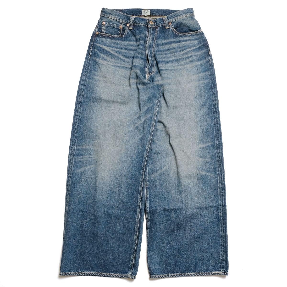 RECYCLED WASTE SUVIN COTTON YARN 11.5oz. DENIM 5POCKET BAGGY PANTS - VINTAGE WASHED - GL42622H